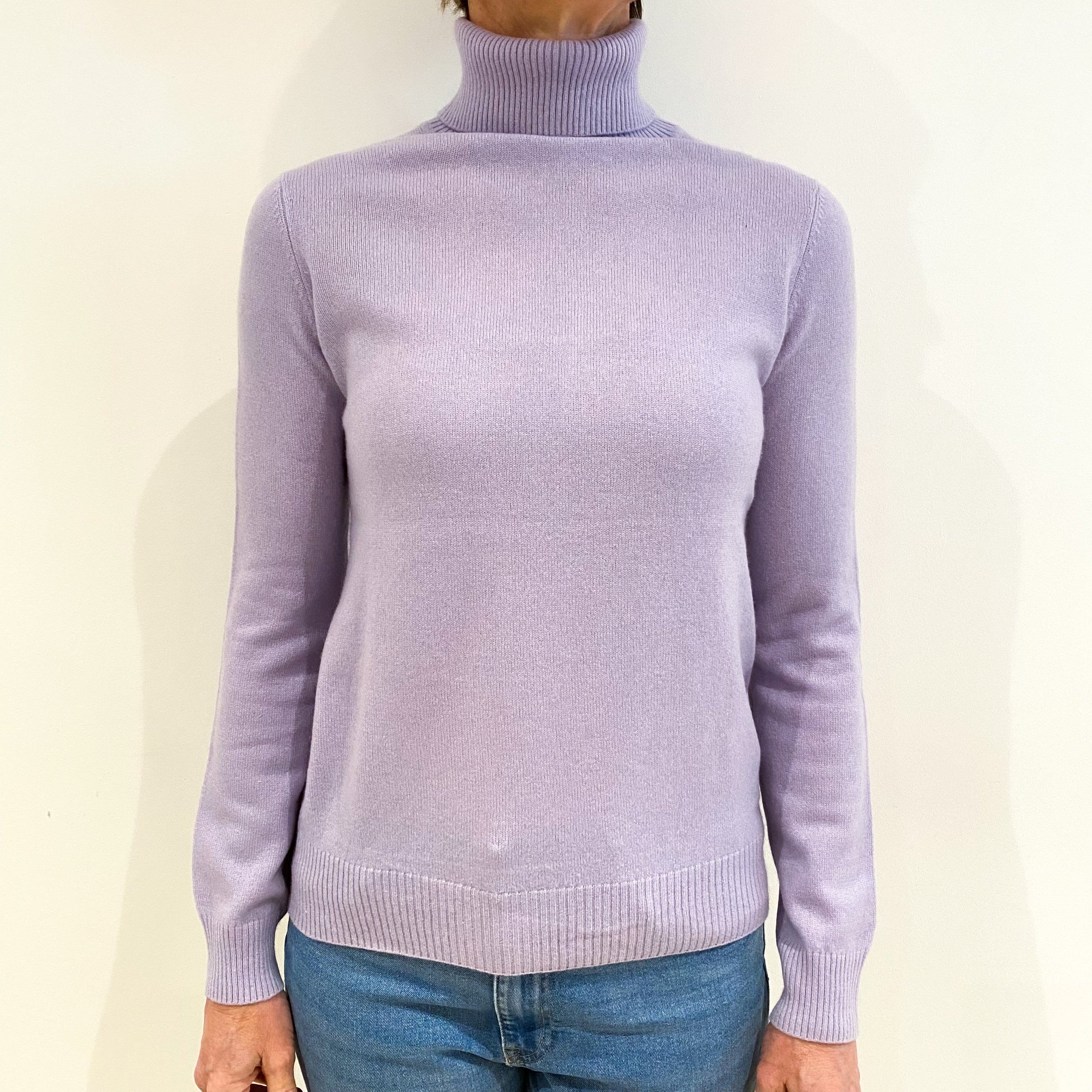 Pale Purple Cashmere Polo Neck Jumper Small