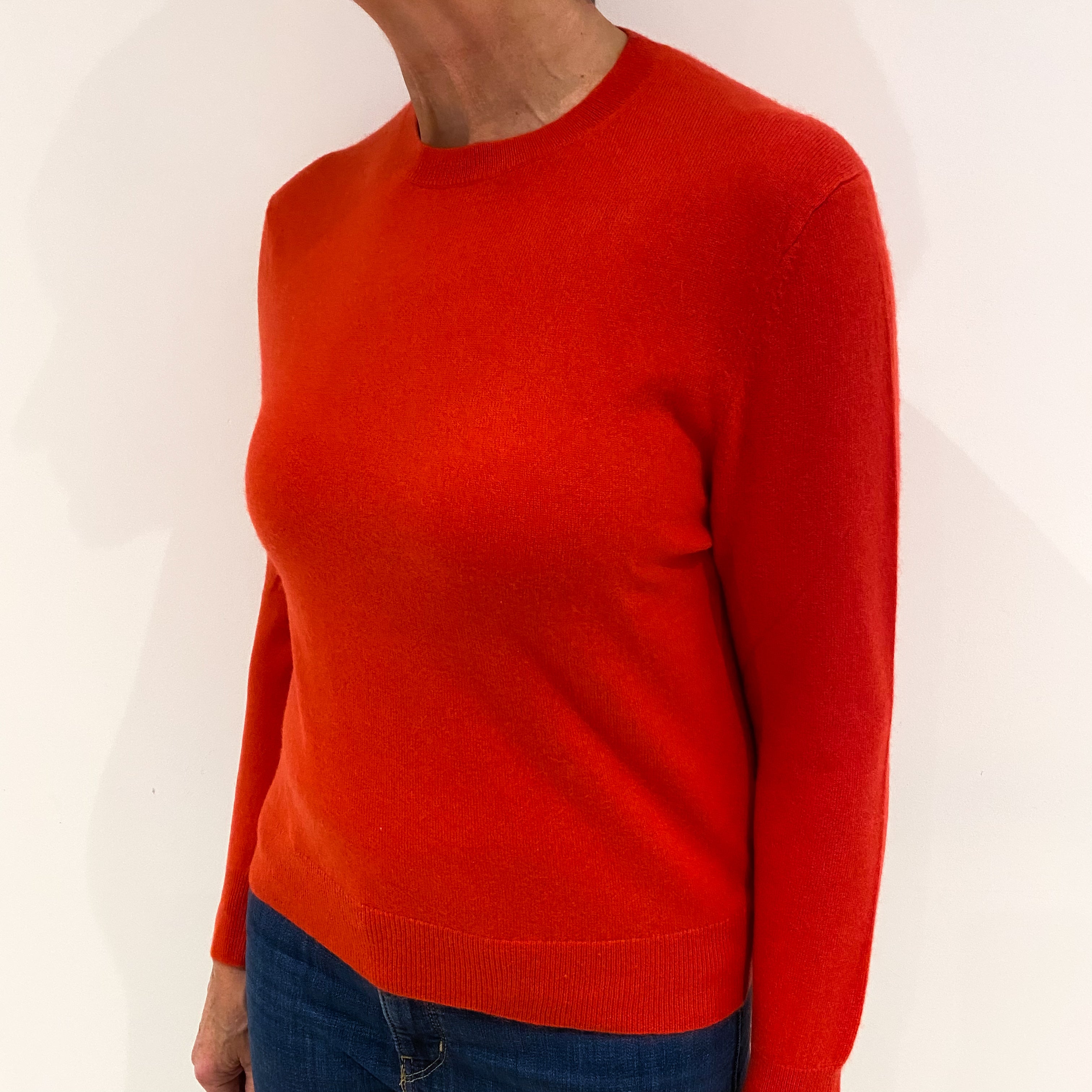 Vermillion Red Cashmere Crew Neck Jumper Medium