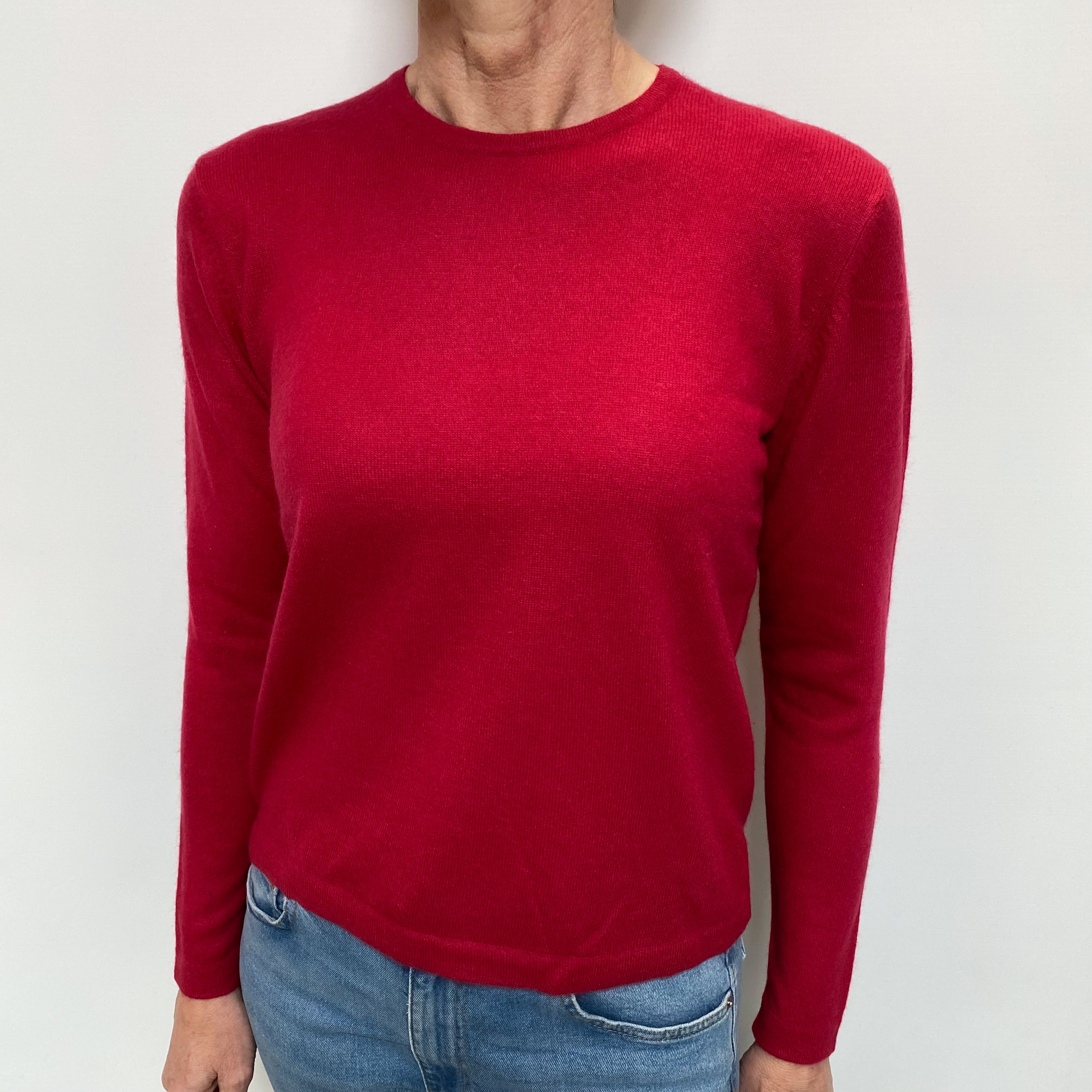 Cherry Pink Cashmere Crew Neck Jumper Small