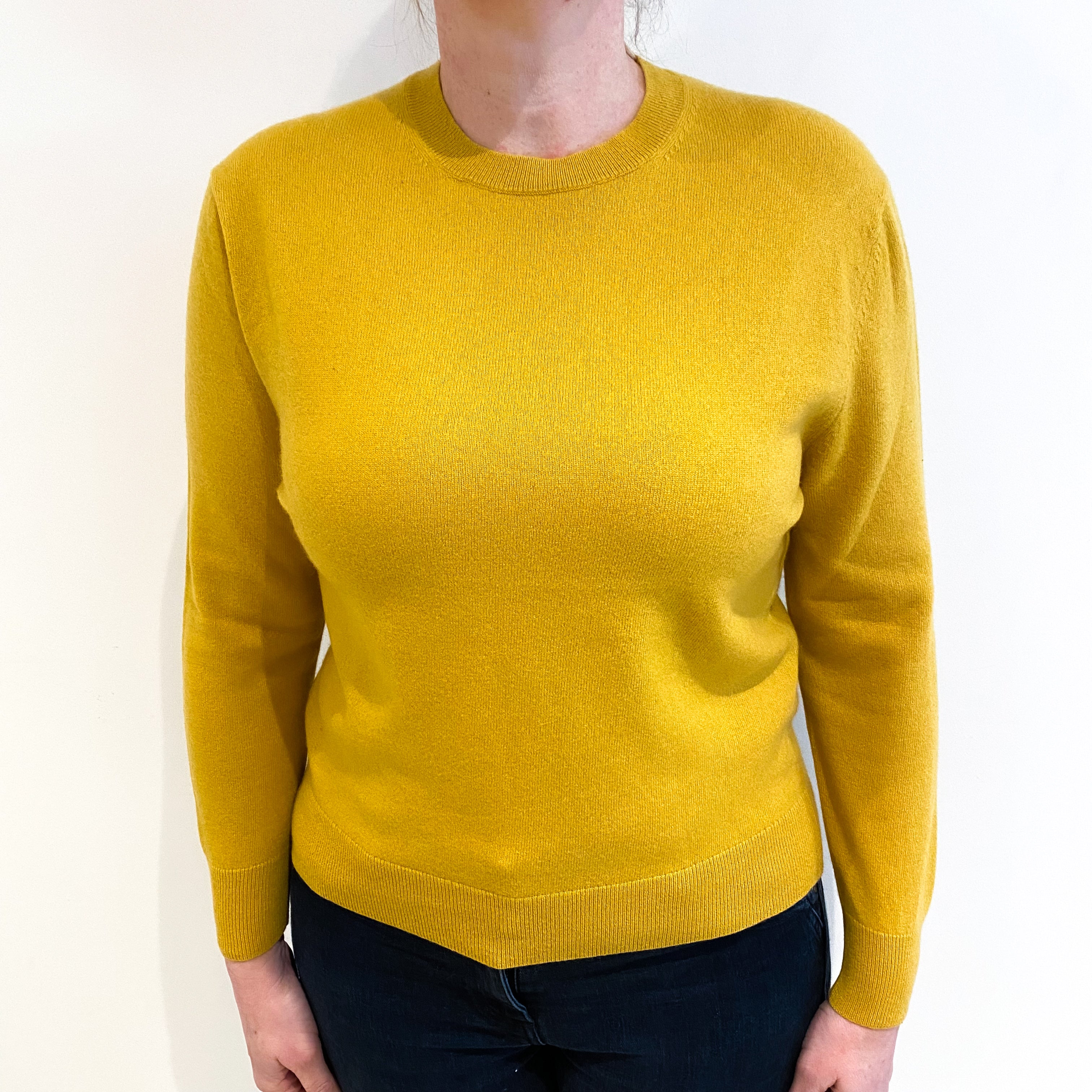 Sunflower Yellow Cashmere Crew Neck Jumper Large