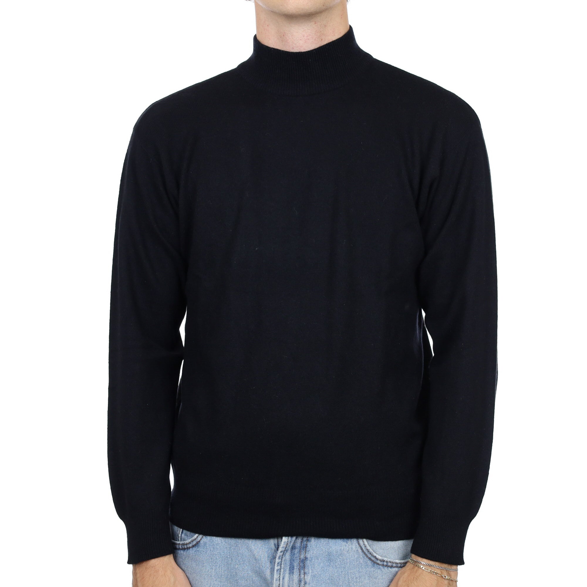 Men's Black Cashmere Turtle Neck Jumper Medium