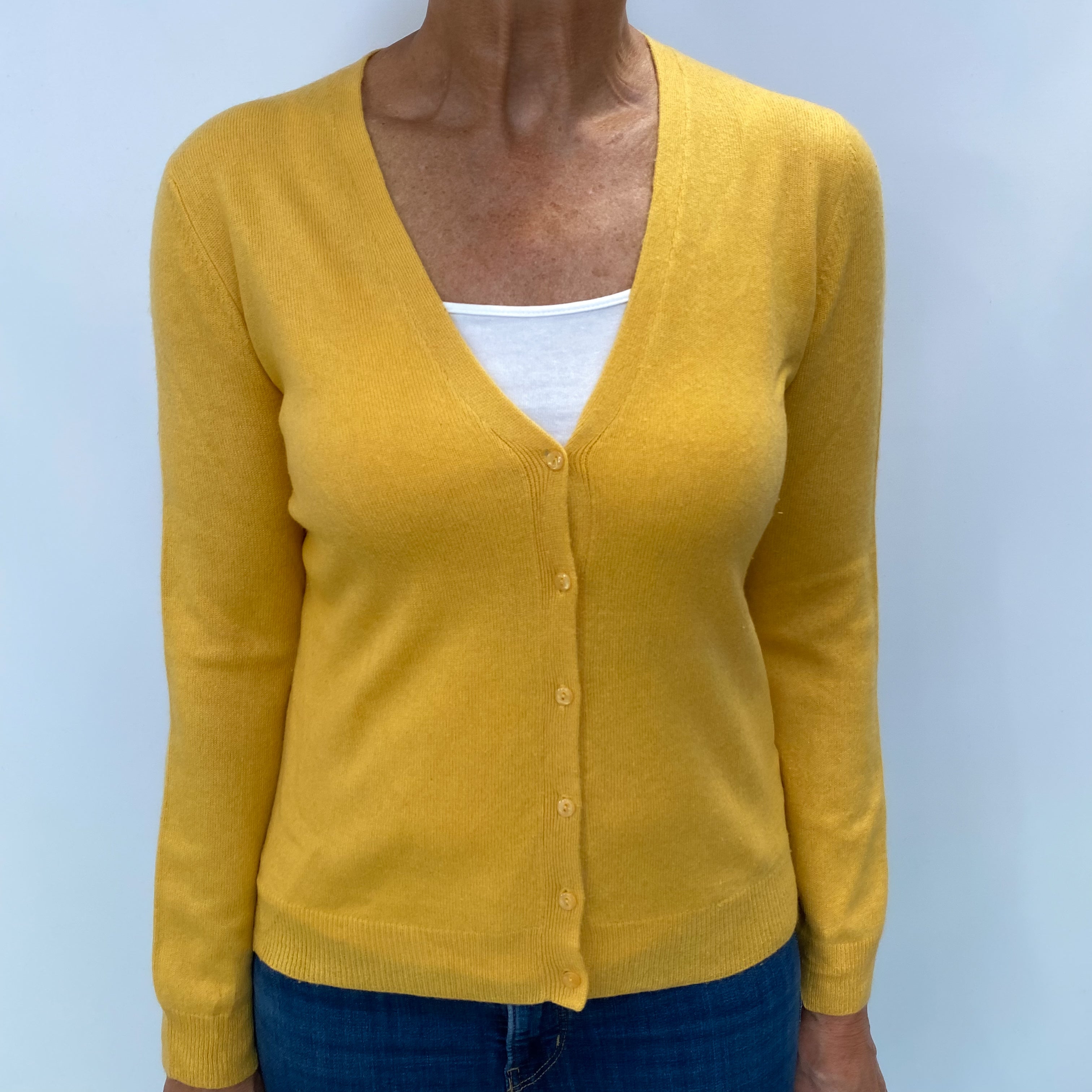 Marigold Cashmere V Neck Cardigan Medium