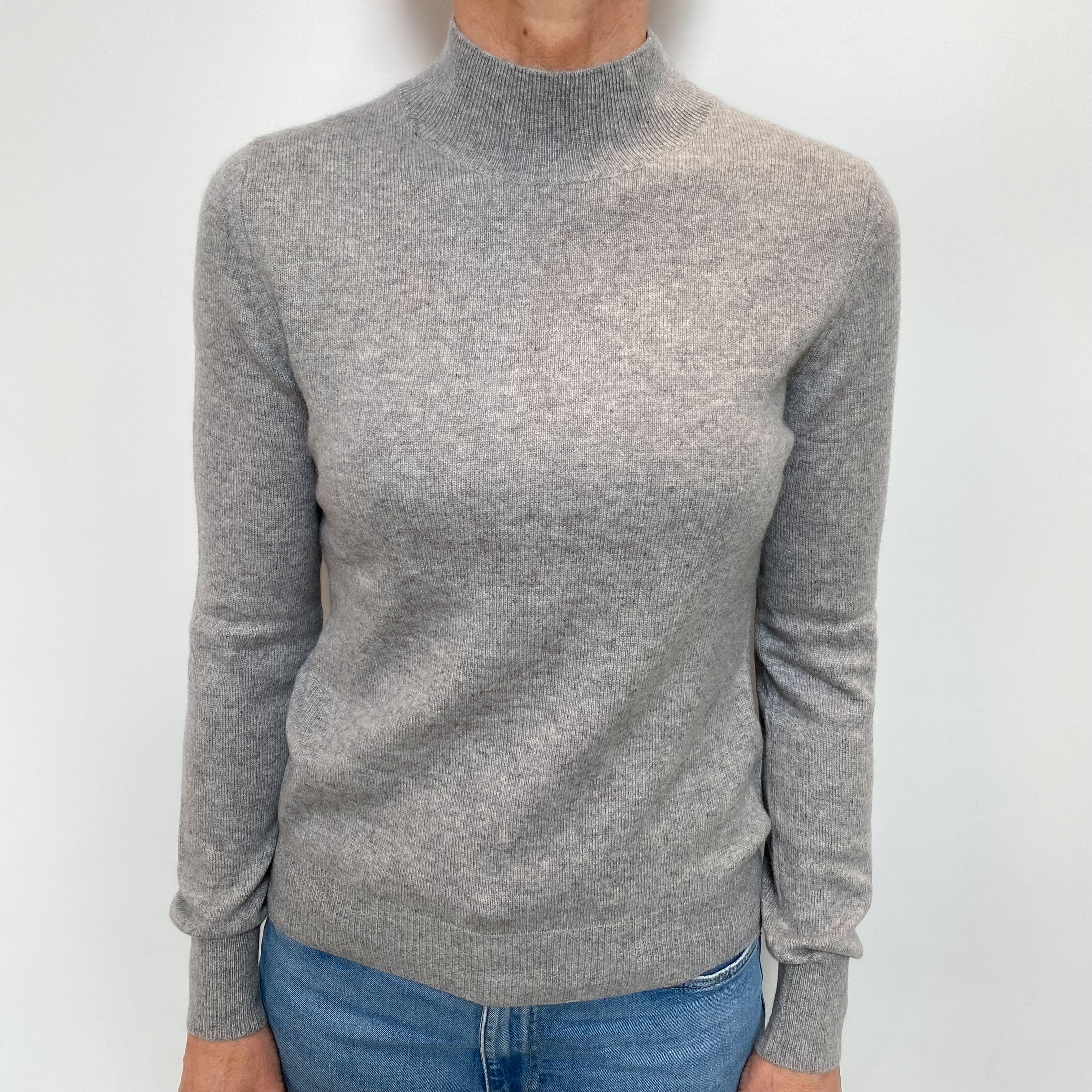 Ash Grey Cashmere Turtle Neck Jumper Small