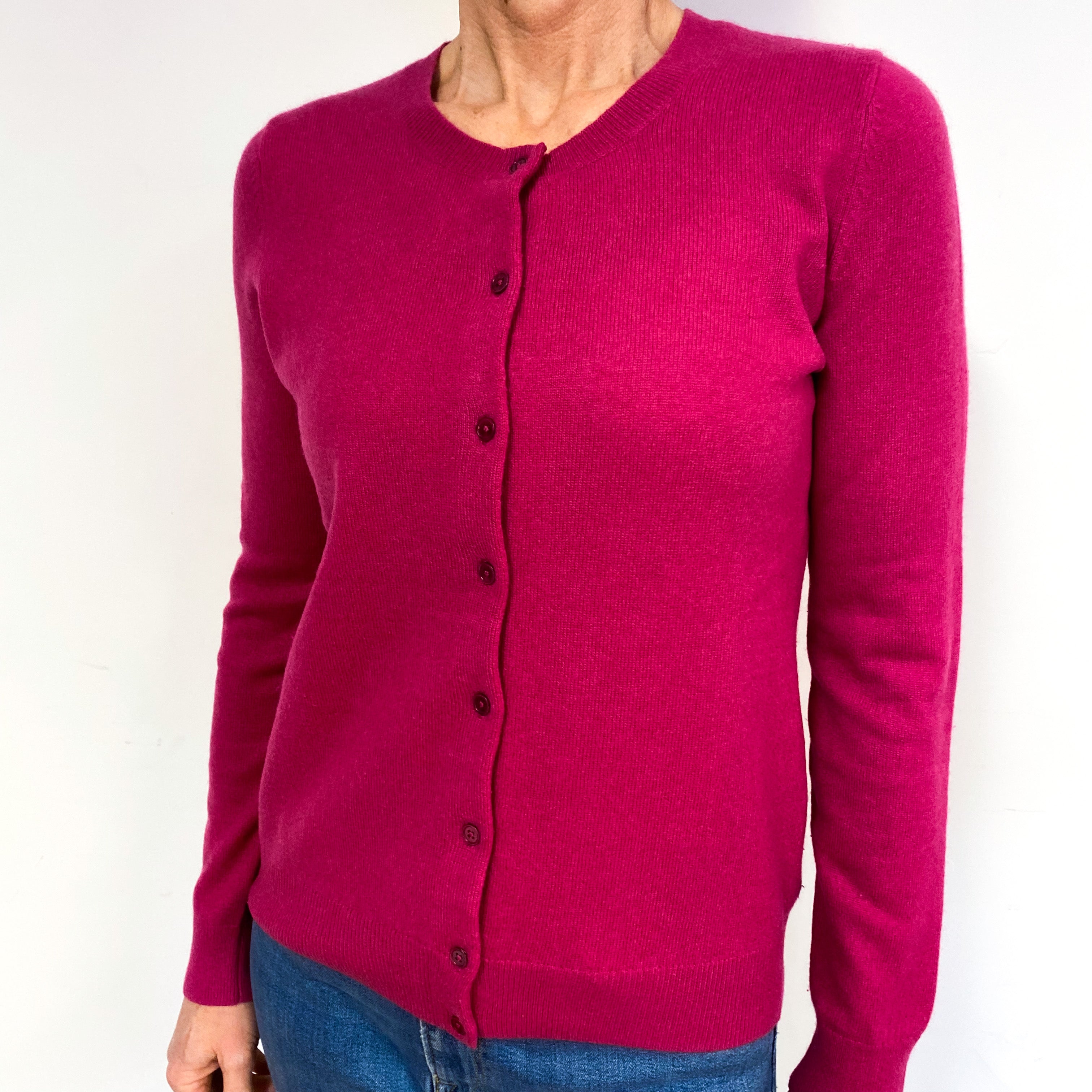 Dark Fuchsia Cashmere Cardigan Medium