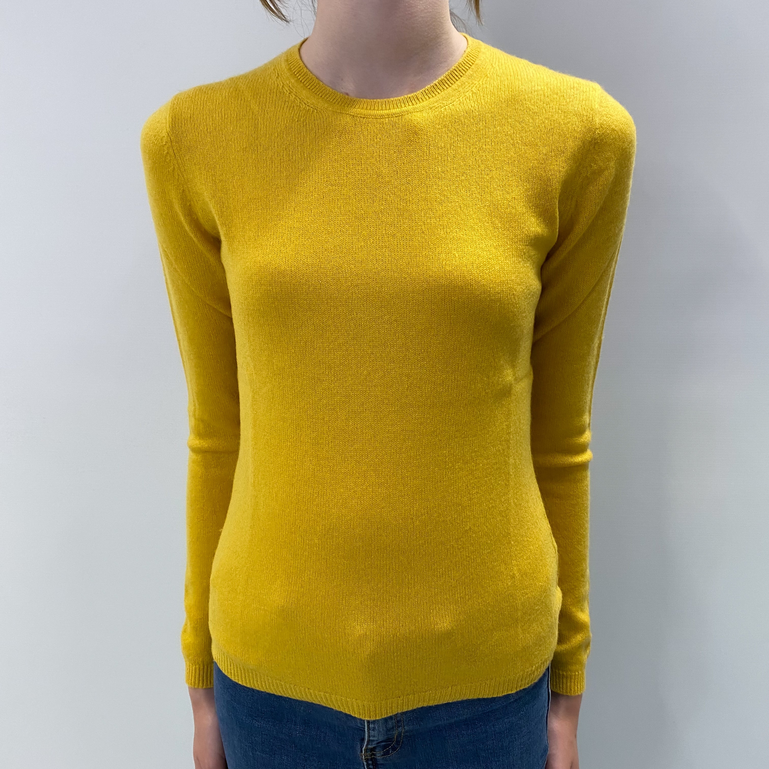 Sunflower Yellow Cashmere Crew Neck Jumper Extra Small