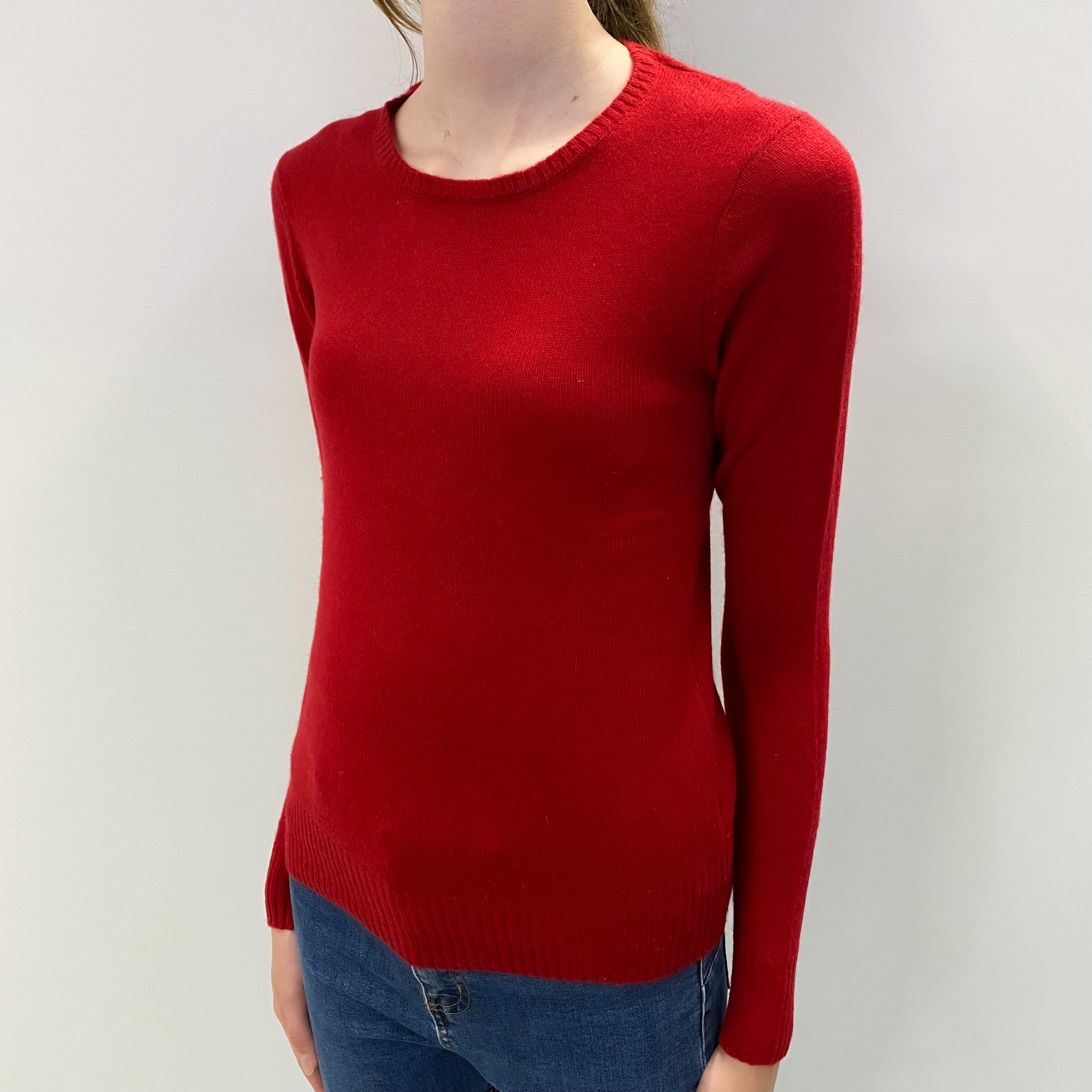 Post Box Red Cashmere Crew Neck Jumper Extra Small