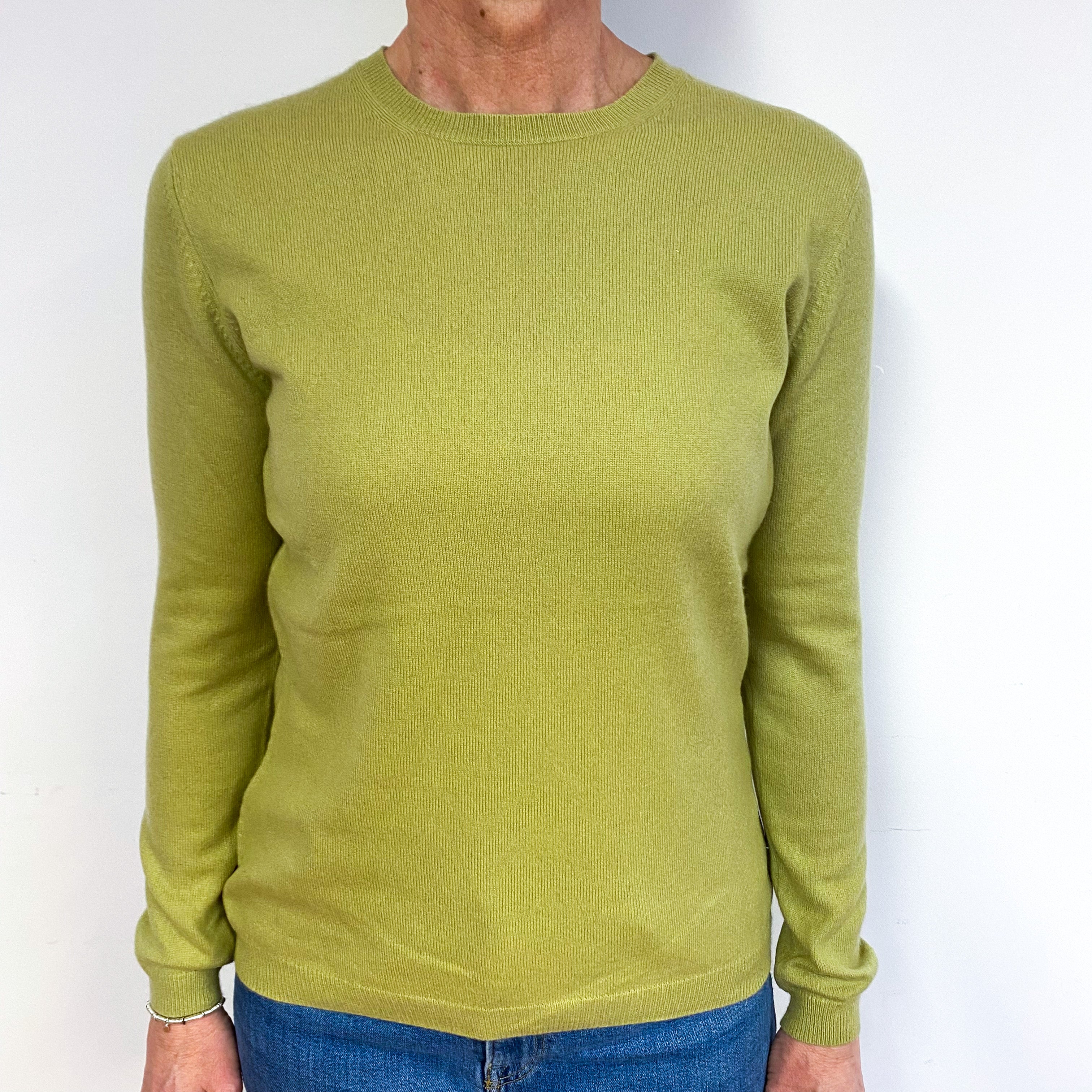 Pear Green Cashmere Crew Neck Jumper Medium