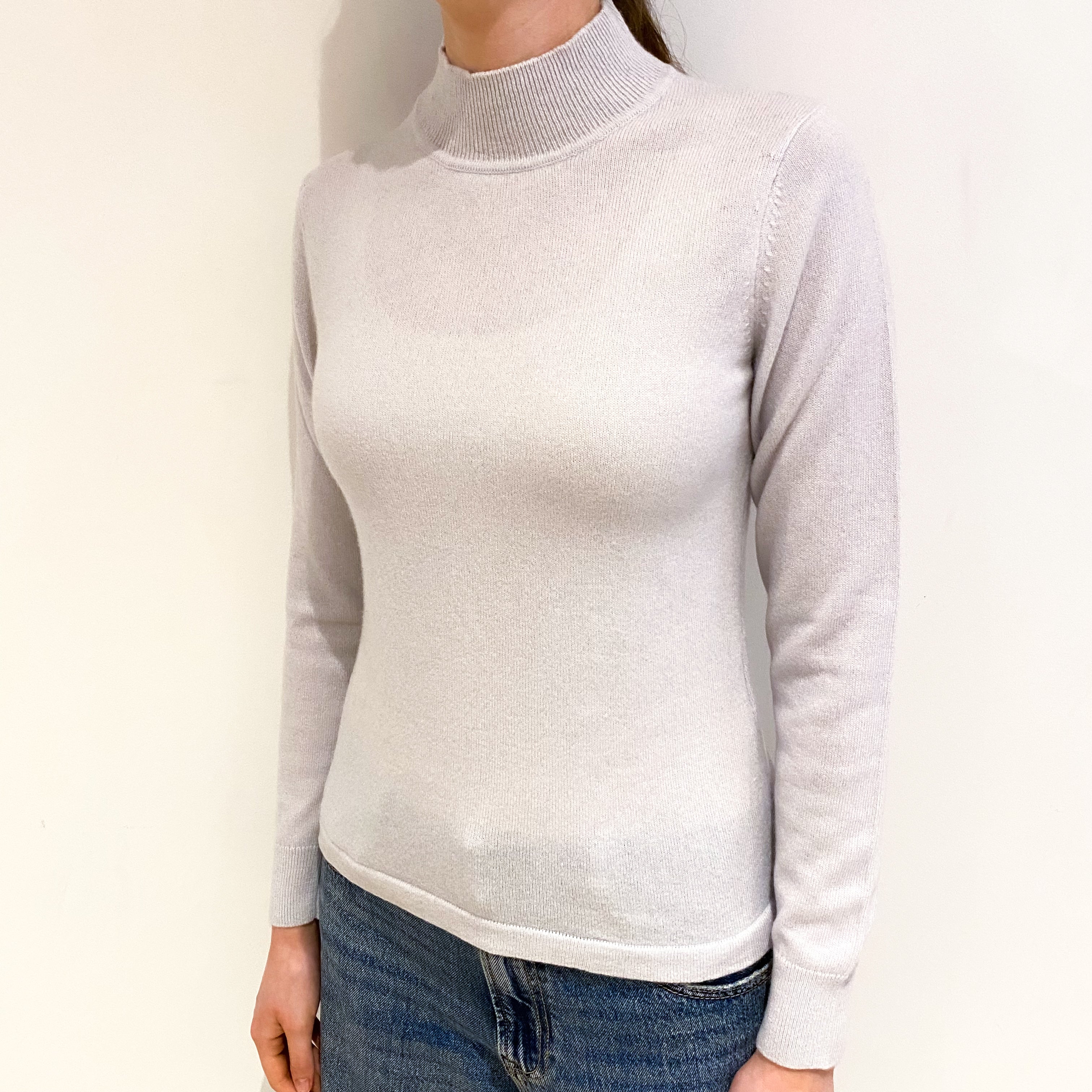 Ice Grey Cashmere Turtle Neck Jumper Extra Small