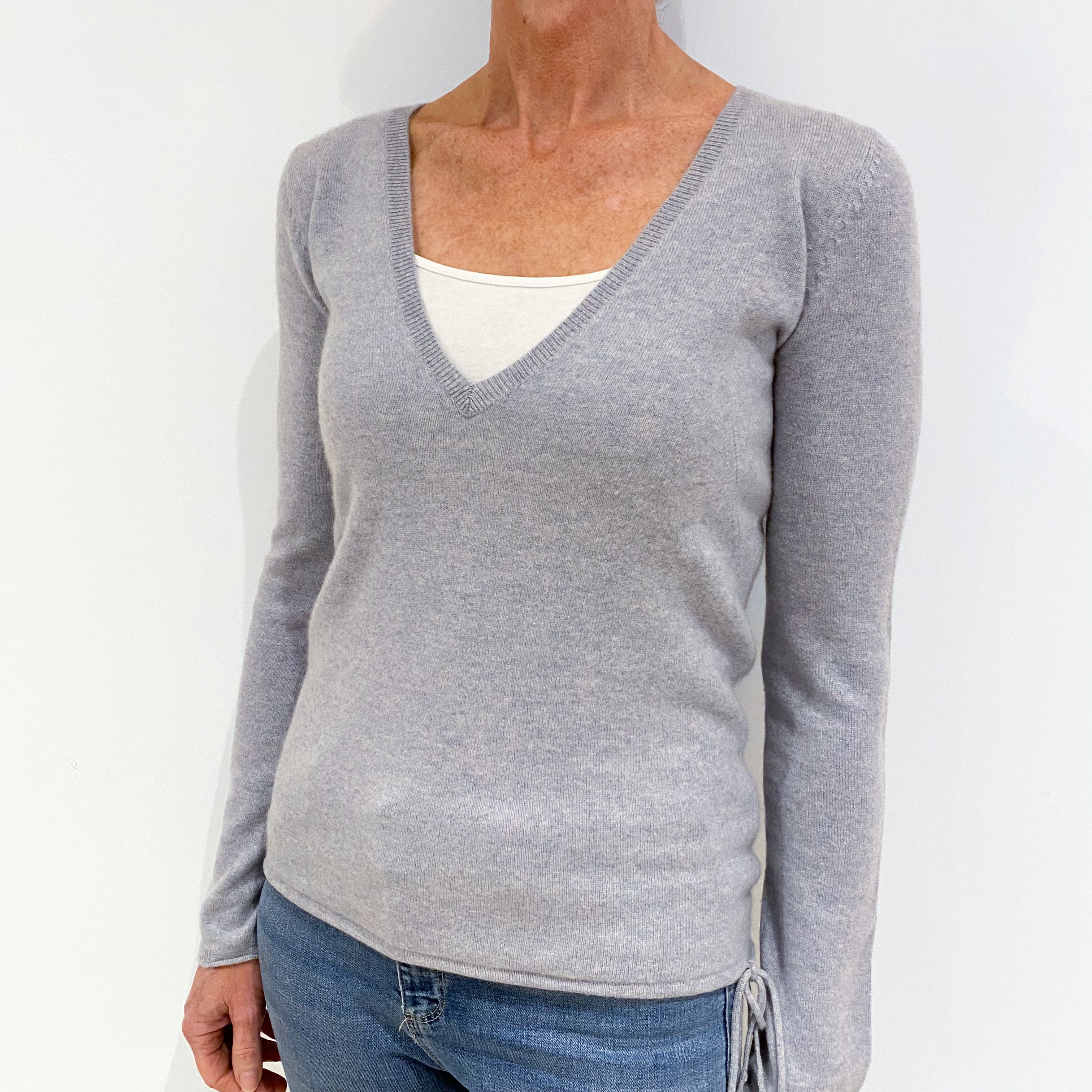 Pale Blue Cashmere V-Neck Jumper Small