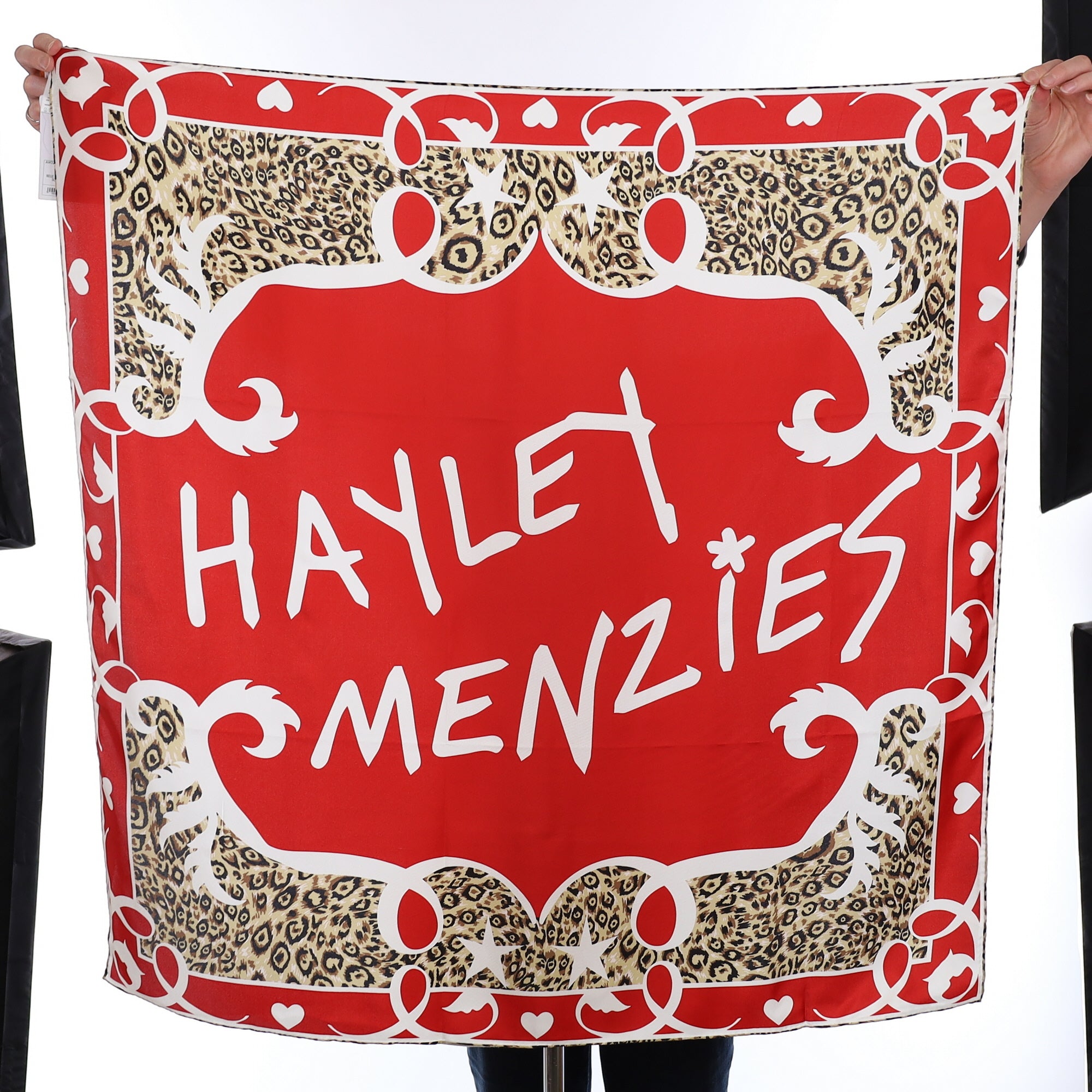 Brand New Hayley Menzies Red and Leopard Silk Scarf