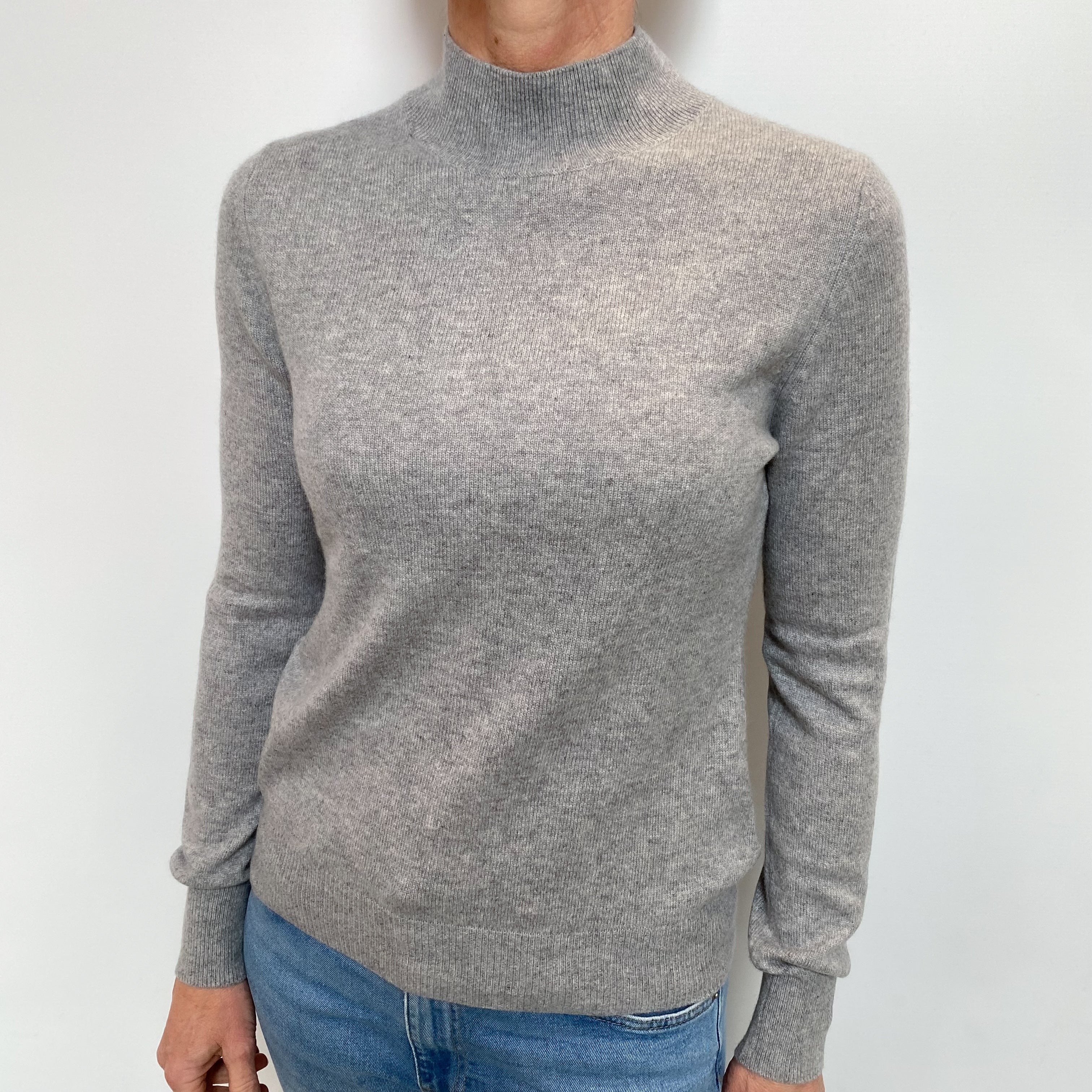 Ash Grey Cashmere Turtle Neck Jumper Small