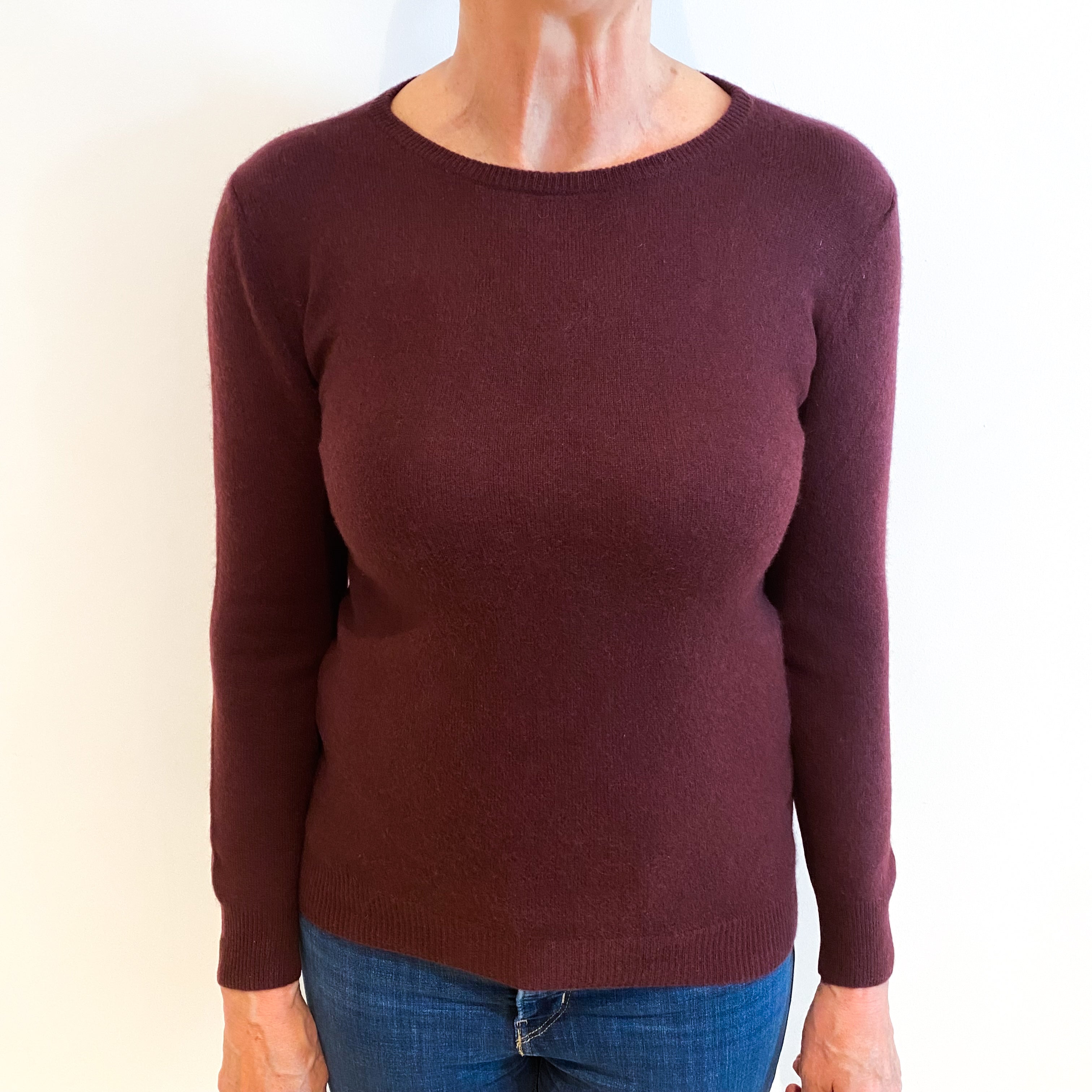 Wine Red Cashmere Crew Neck Jumper Medium