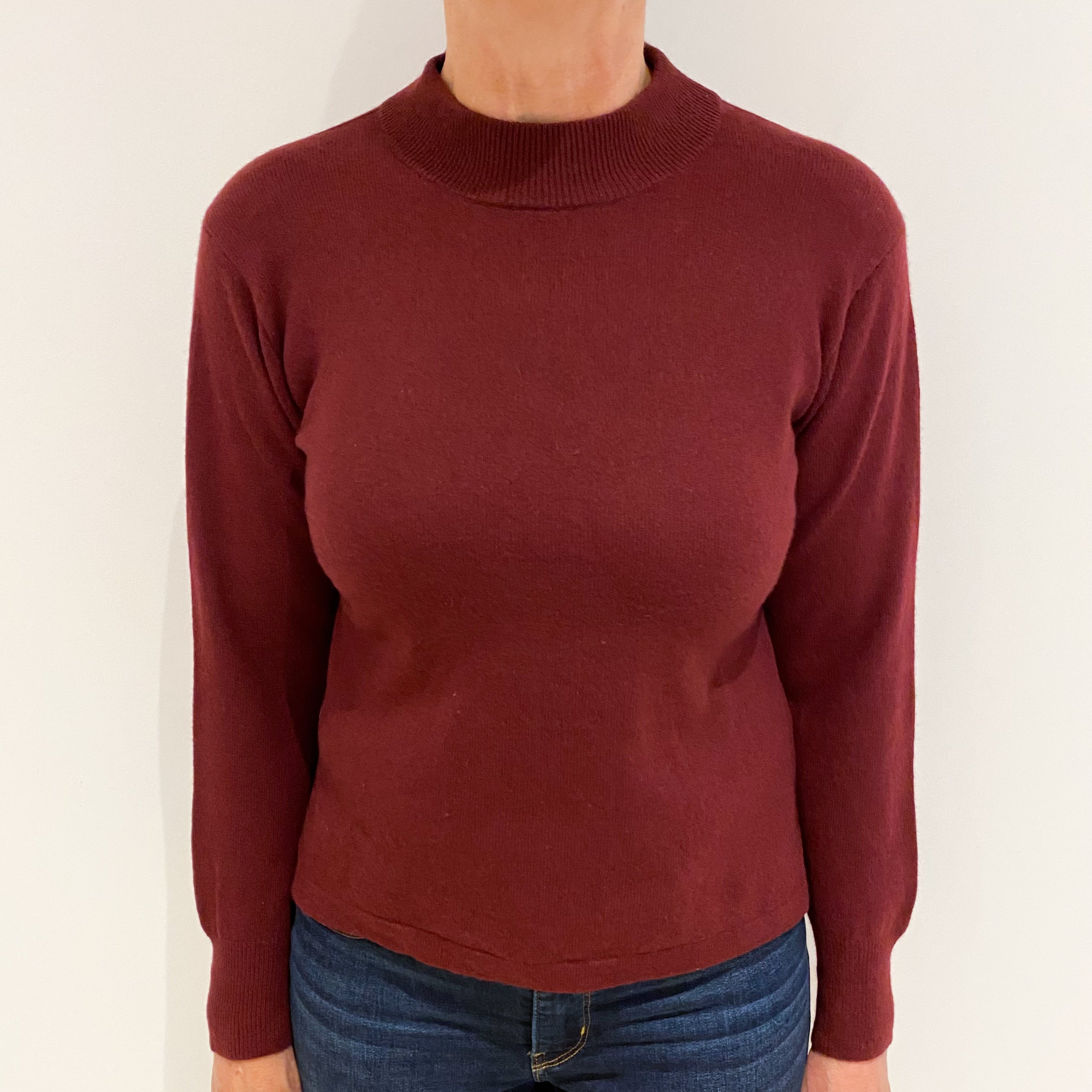 Wine Red Cashmere Turtle Neck Jumper Medium