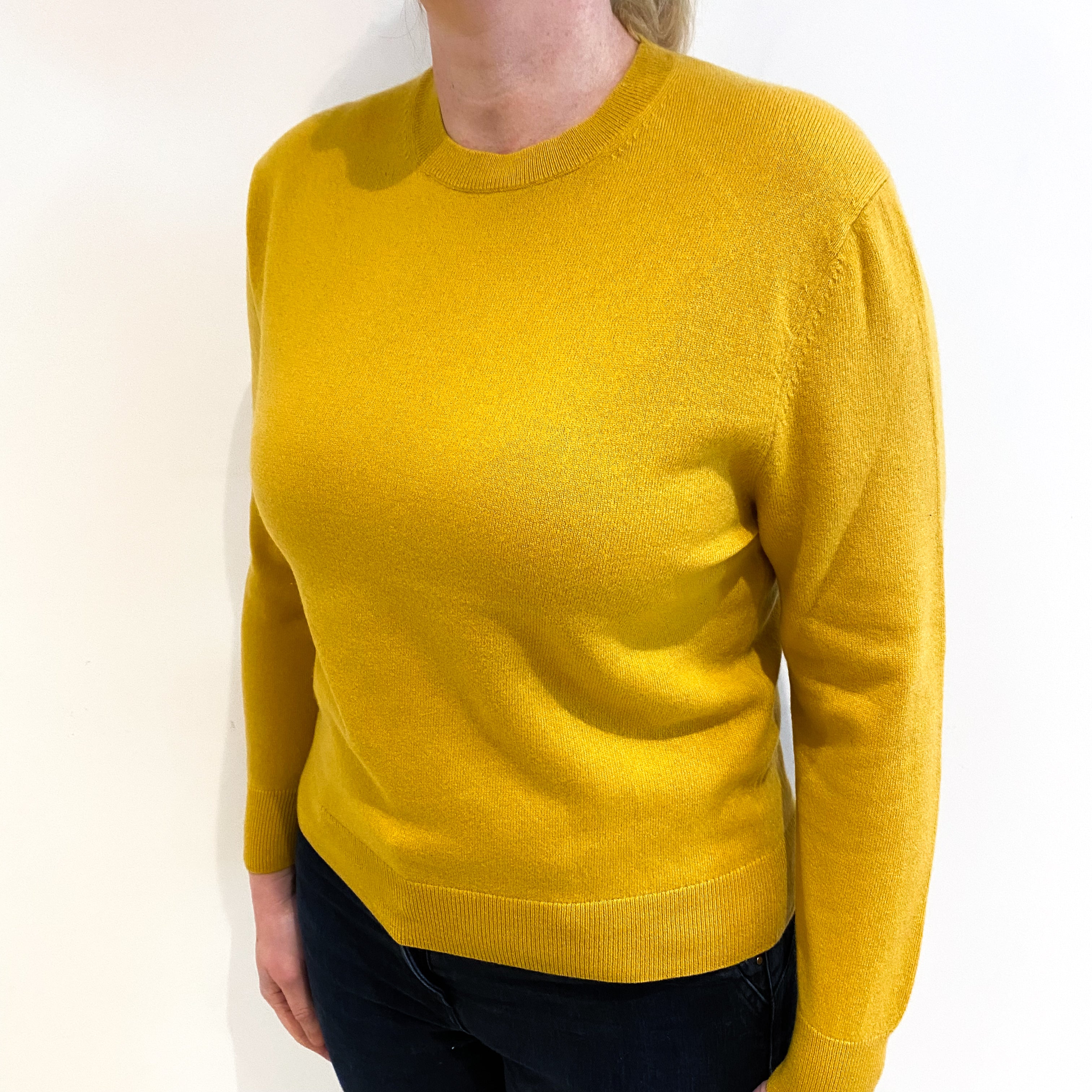 Sunflower Yellow Cashmere Crew Neck Jumper Large