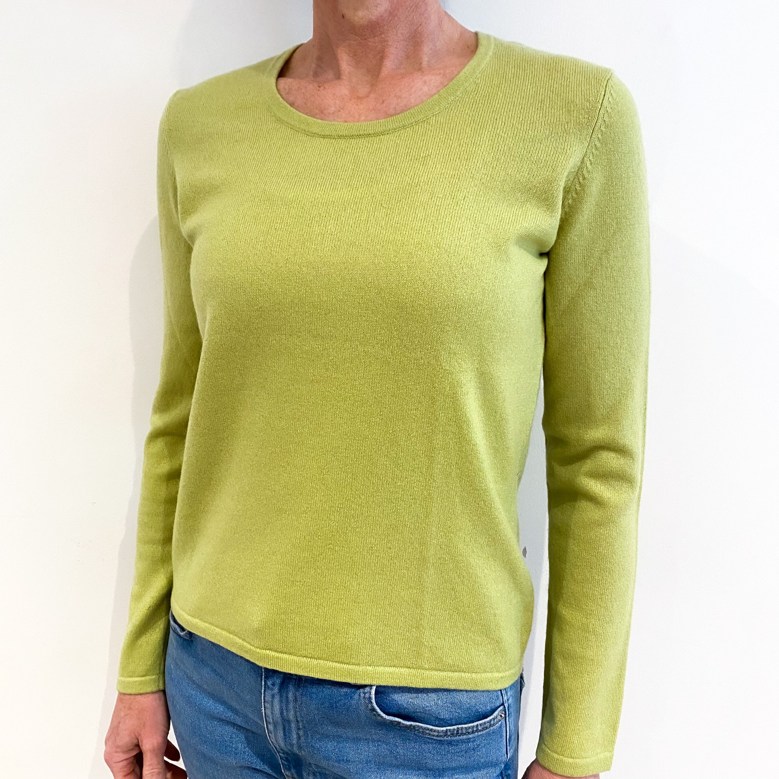 Lime Green Cashmere Crew Neck Jumper Small