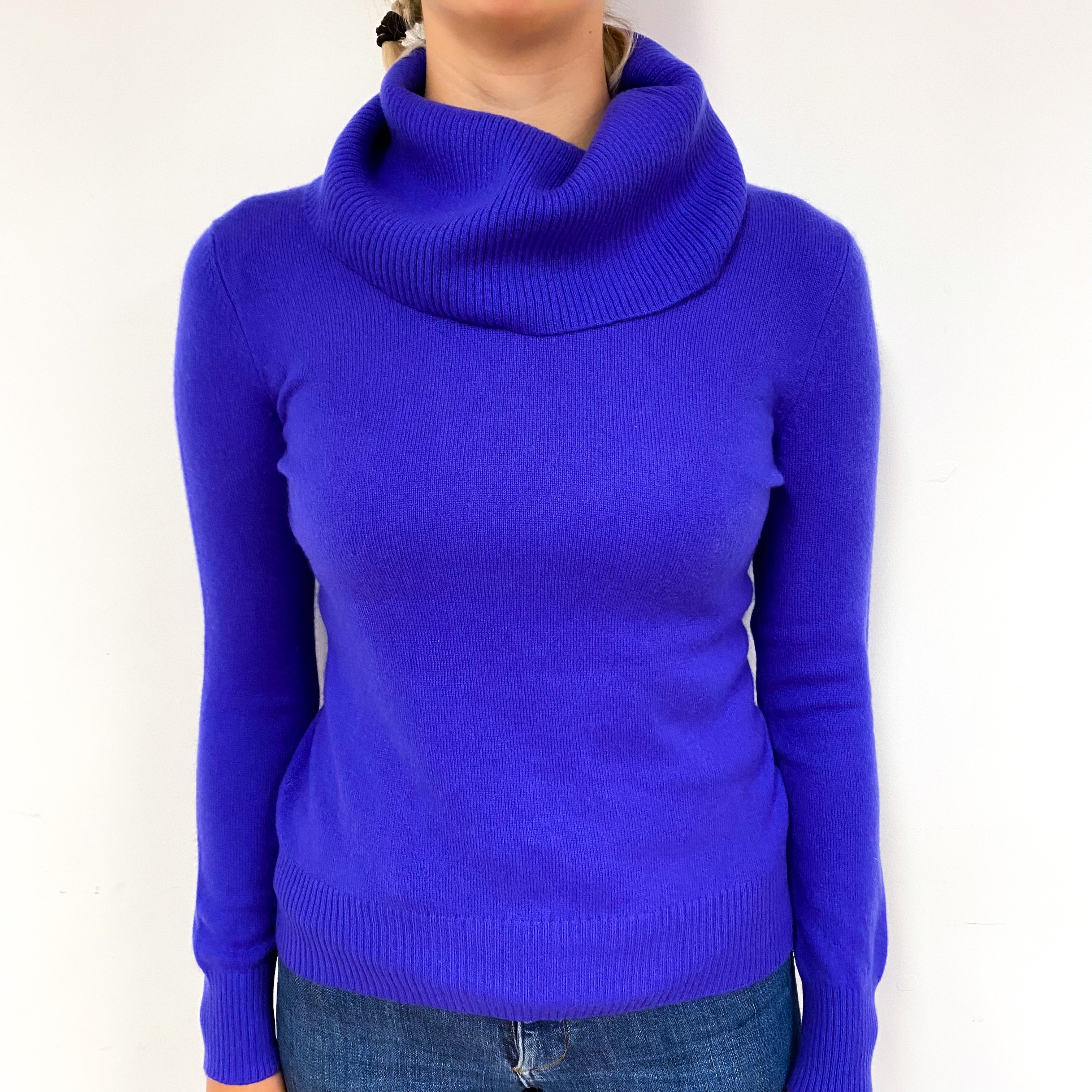 Electric Purple Cashmere Cowl Neck Jumper Small – NEARLY NEW CASHMERE CO.