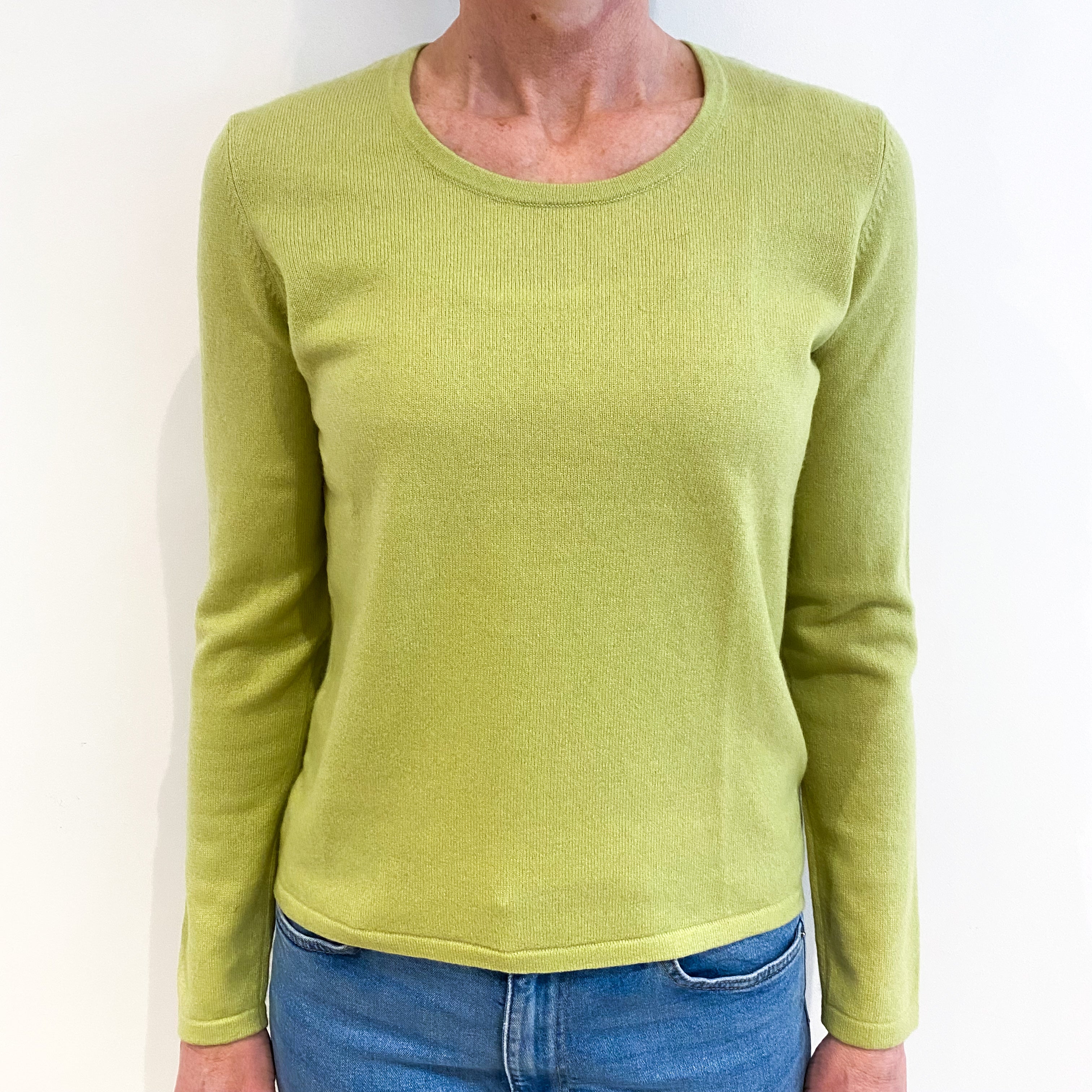 Lime Green Cashmere Crew Neck Jumper Small