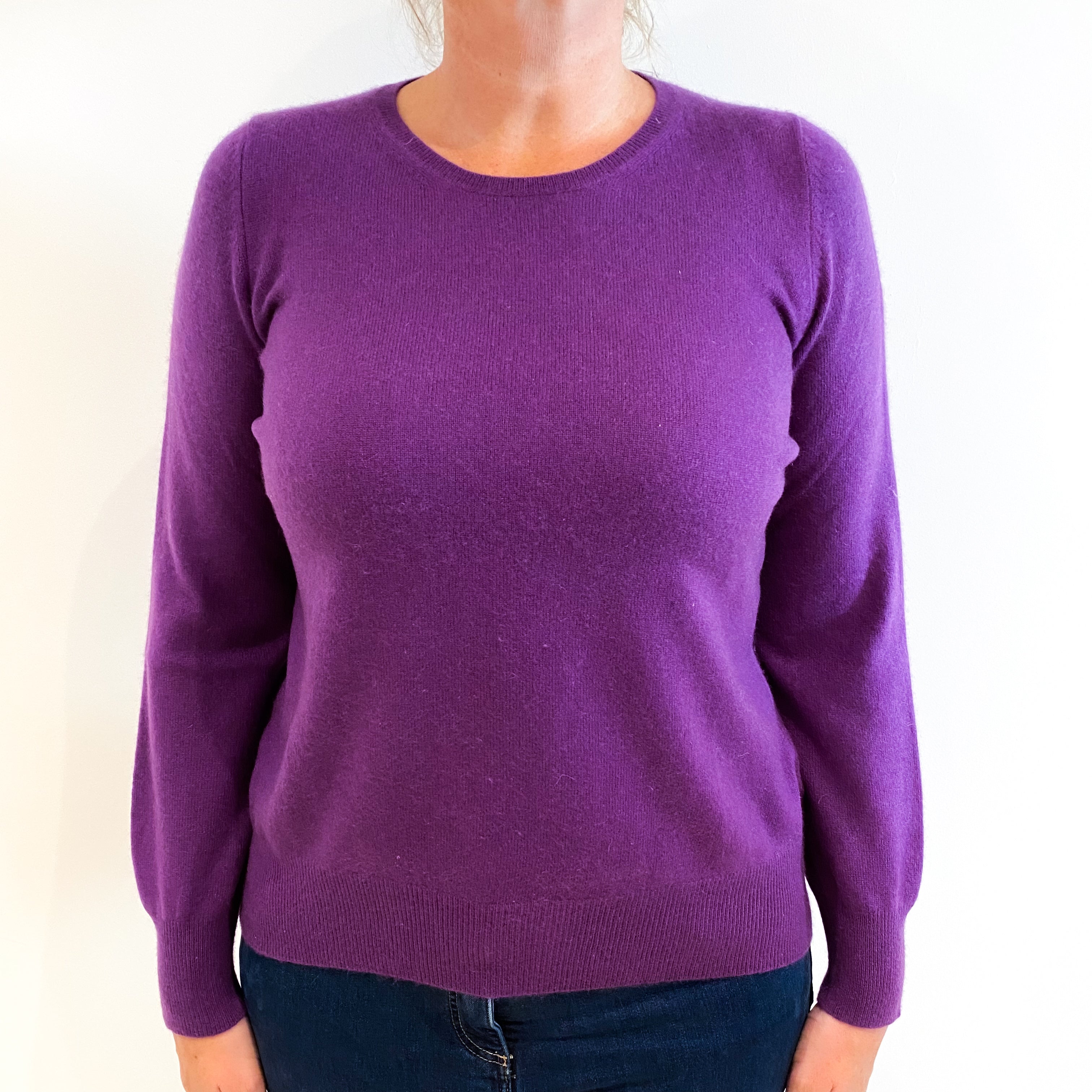 Viola Purple Cashmere Crew Neck Jumper Large