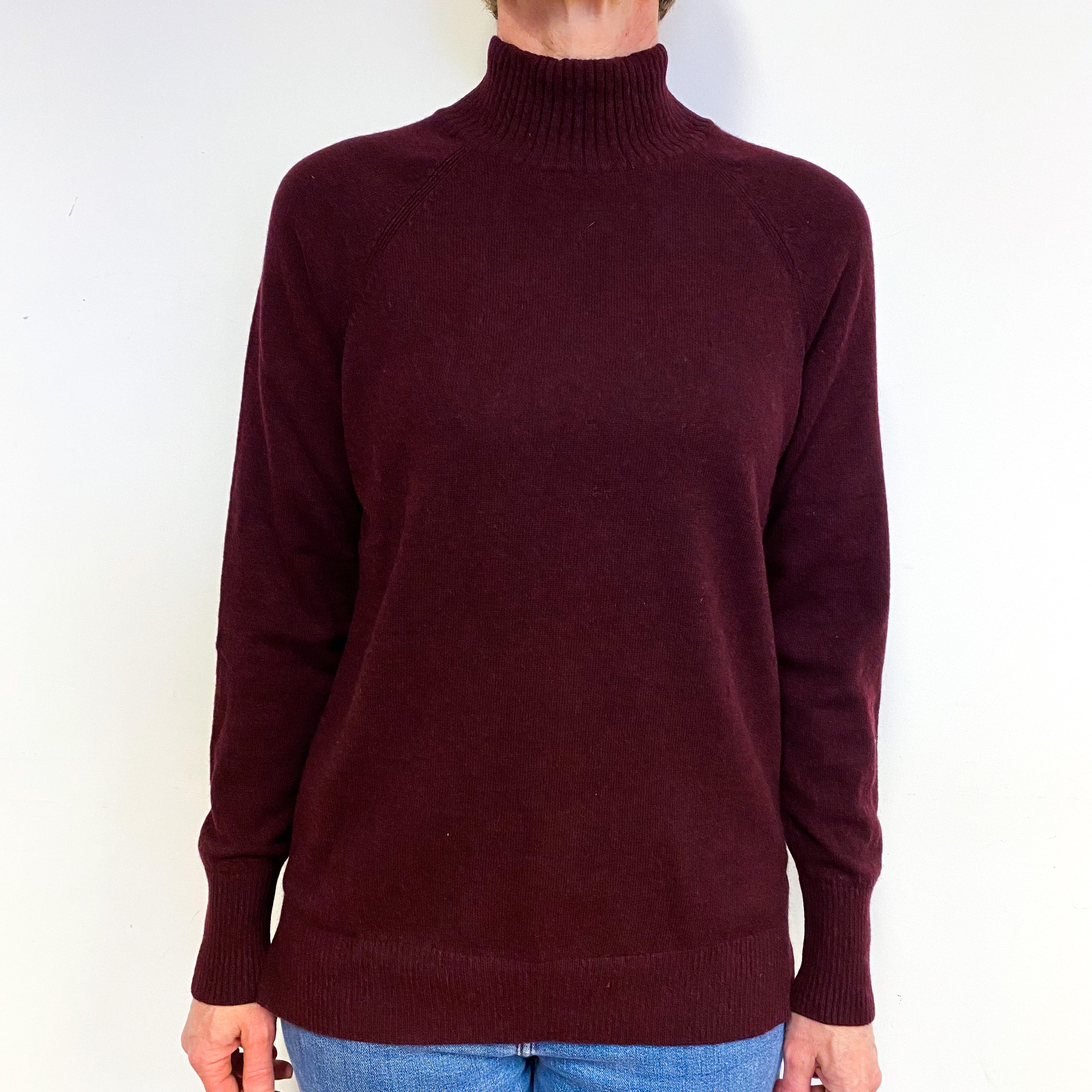 Burgundy Cashmere Turtle Neck Jumper Medium