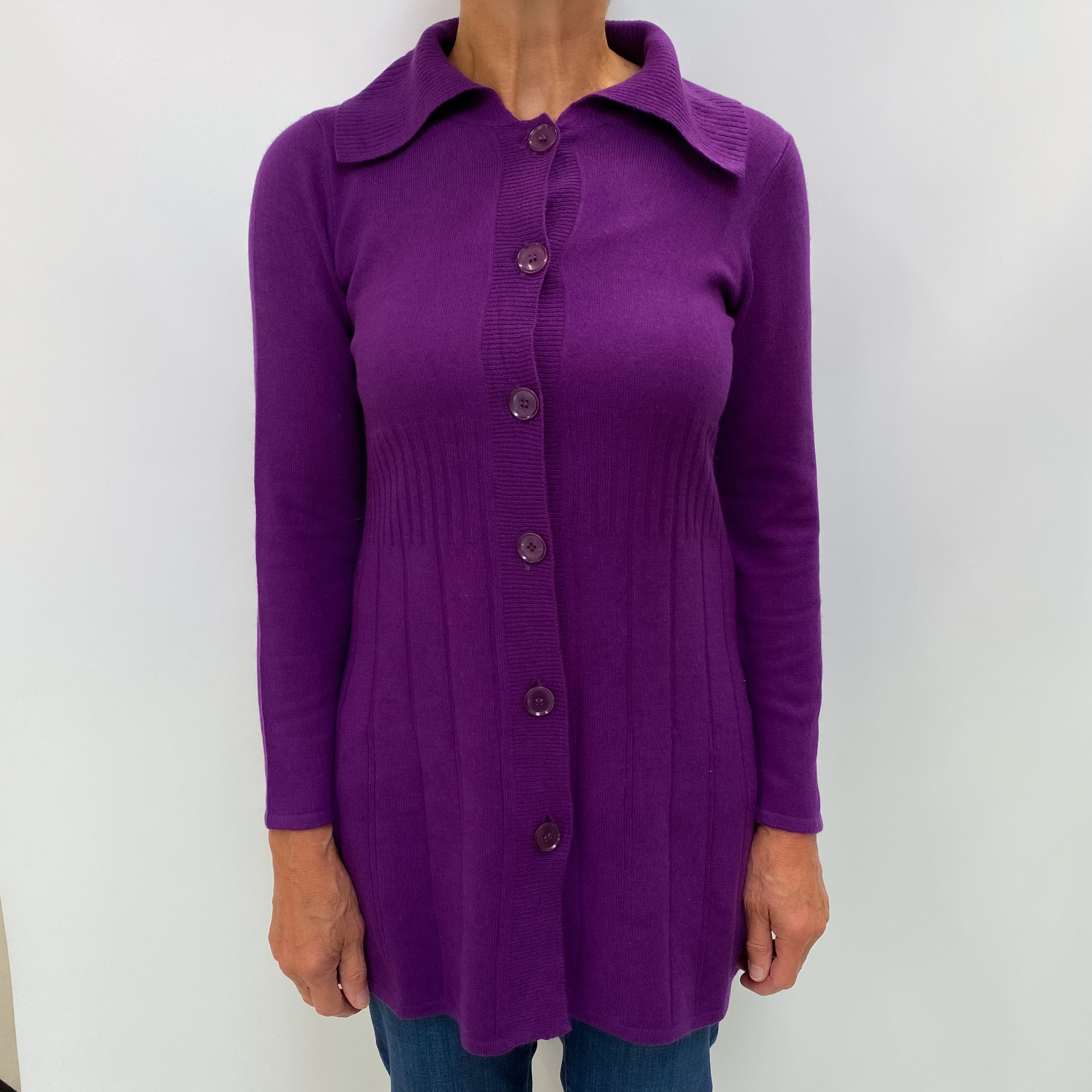 Viola Cashmere Collared V Neck Cardigan Medium