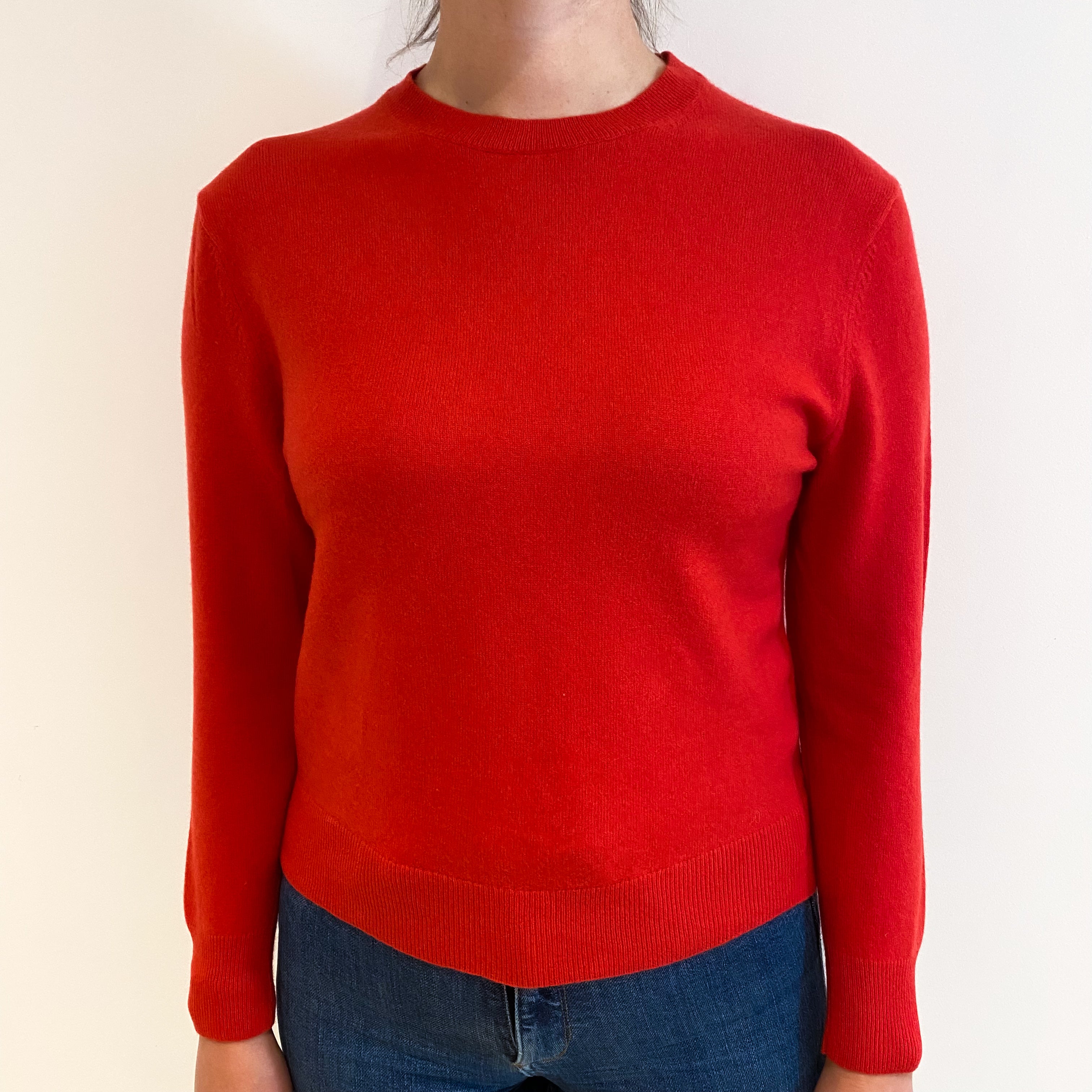 Vermillion Red Cashmere Crew Neck Jumper Small