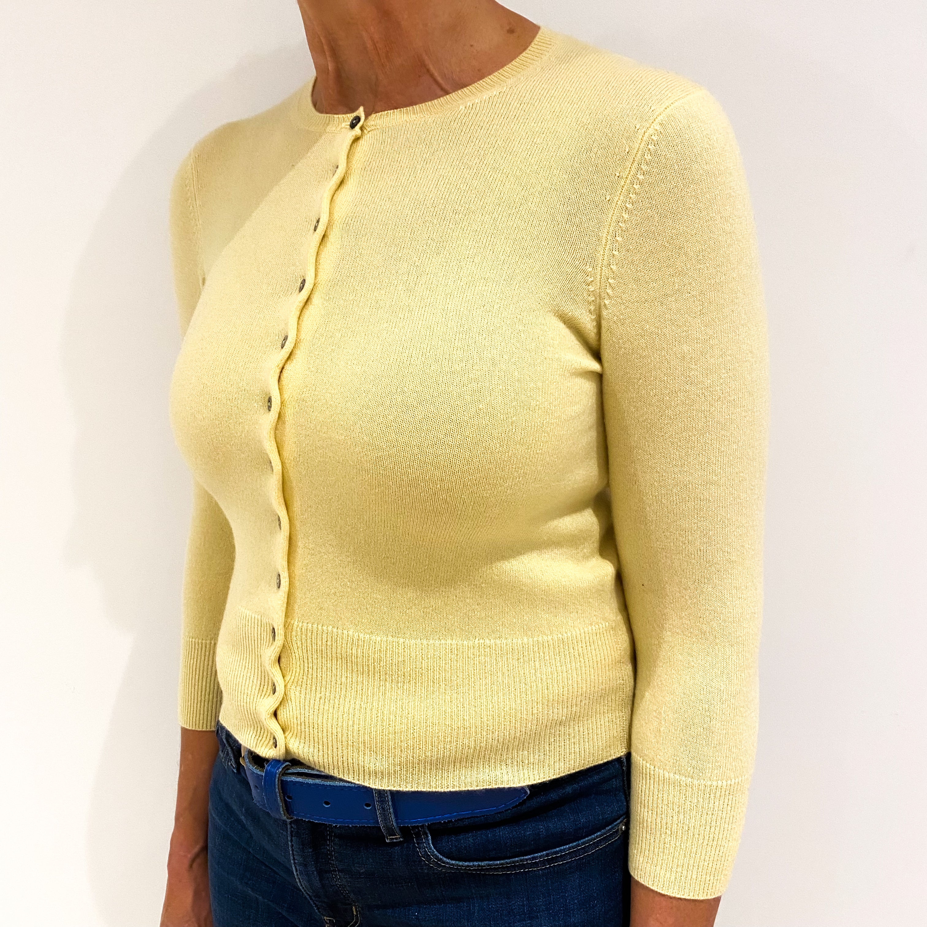 Custard Yellow Cashmere Cardigan Medium