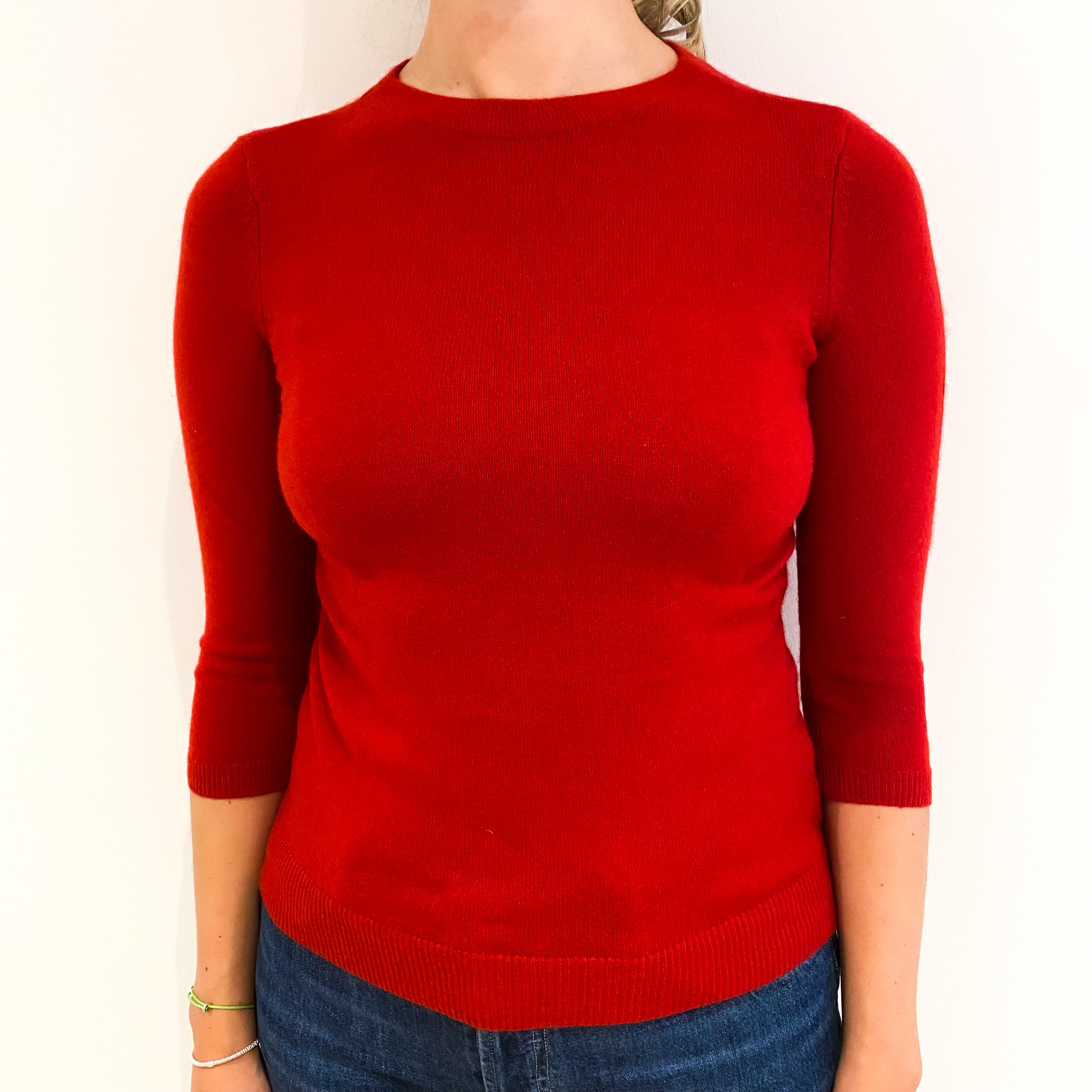 Post Box Red Cashmere Crew Neck Jumper Small