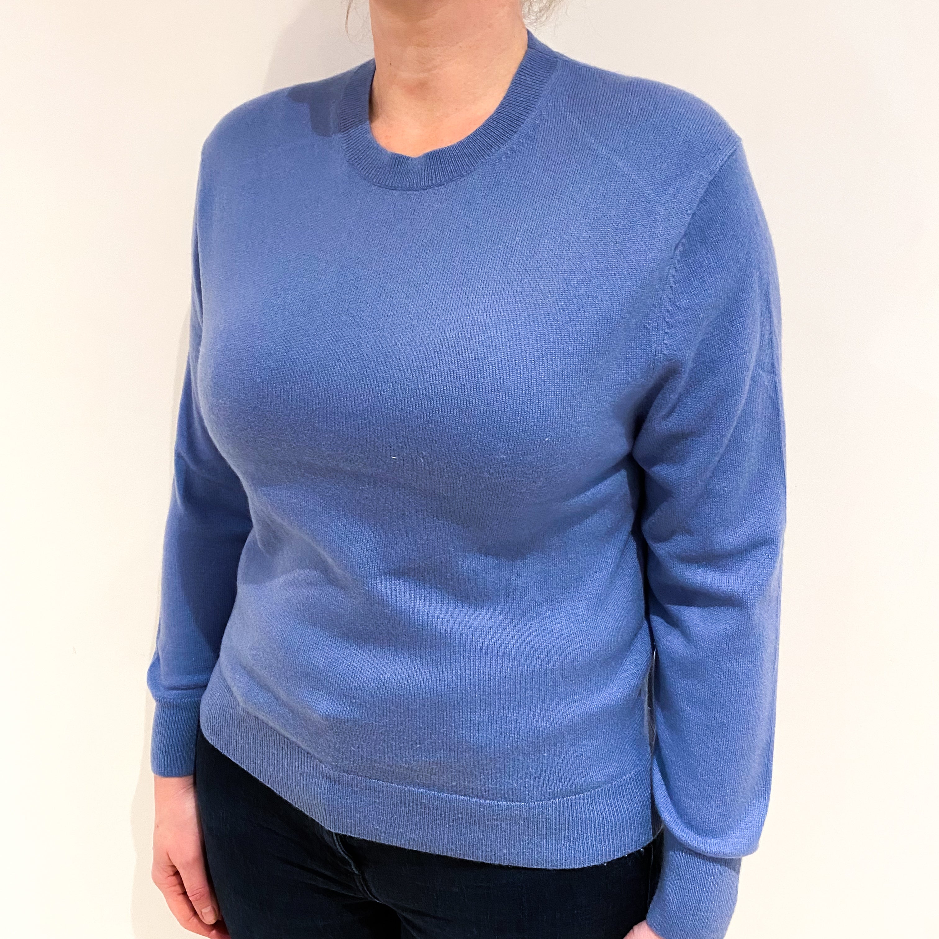 Denim Blue Cashmere Crew Neck Jumper Large