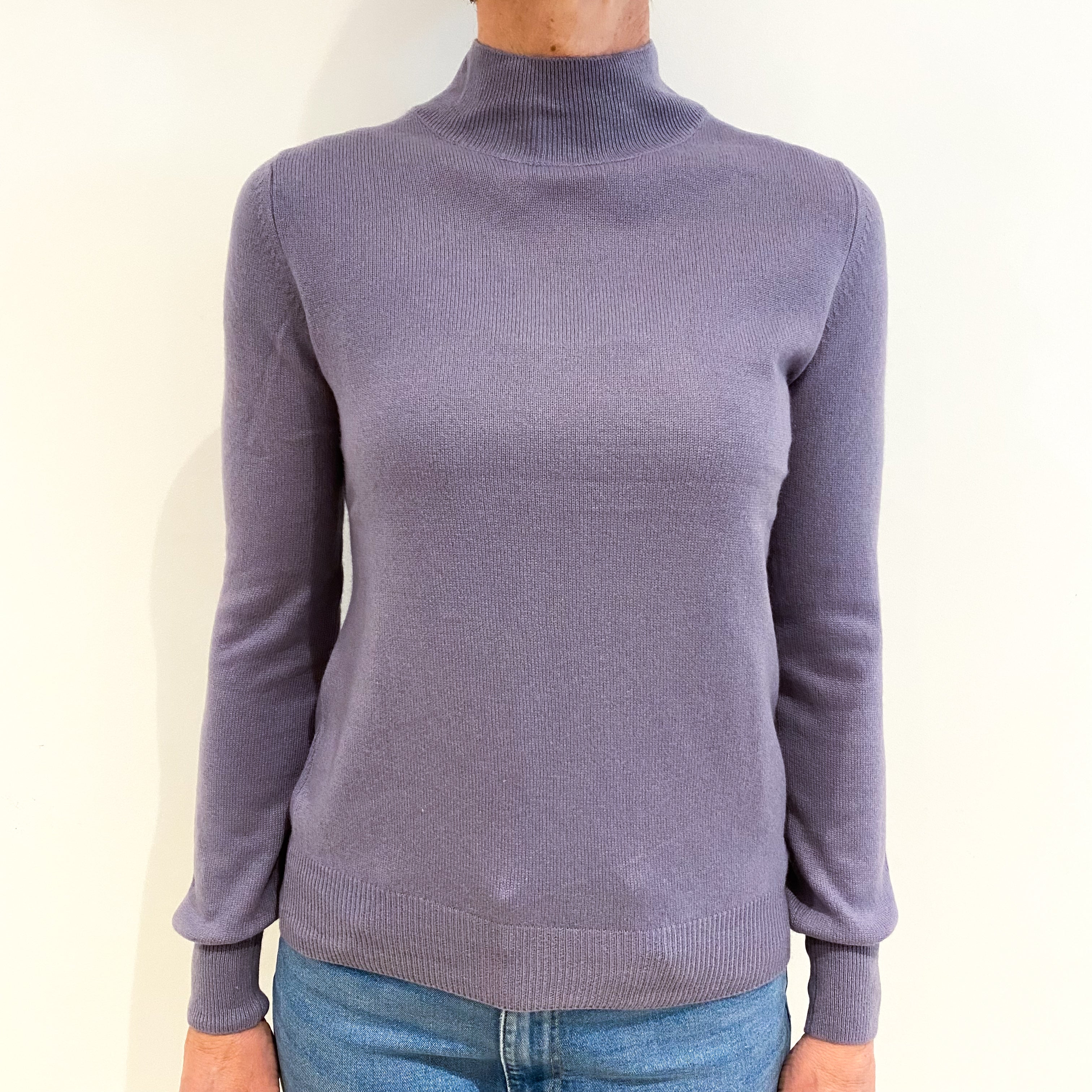 Dusky Purple Cashmere Turtle Neck Jumper Small