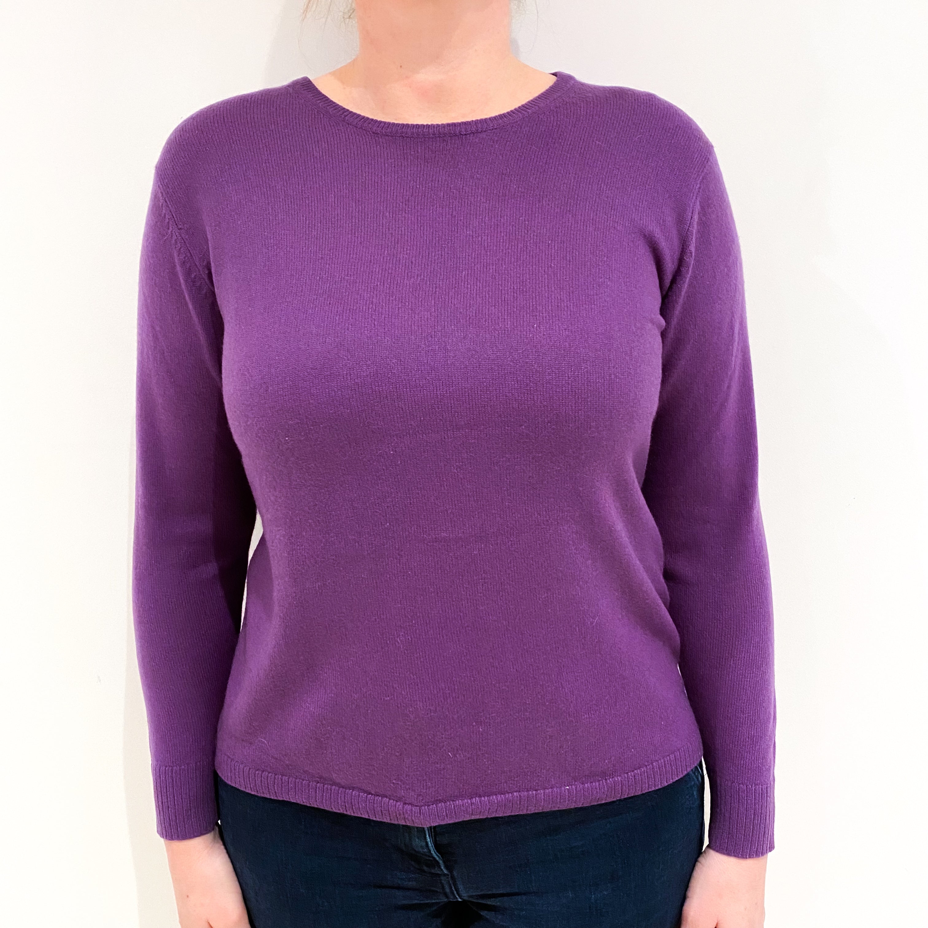 Violet Purple Cashmere Crew Neck Jumper Large