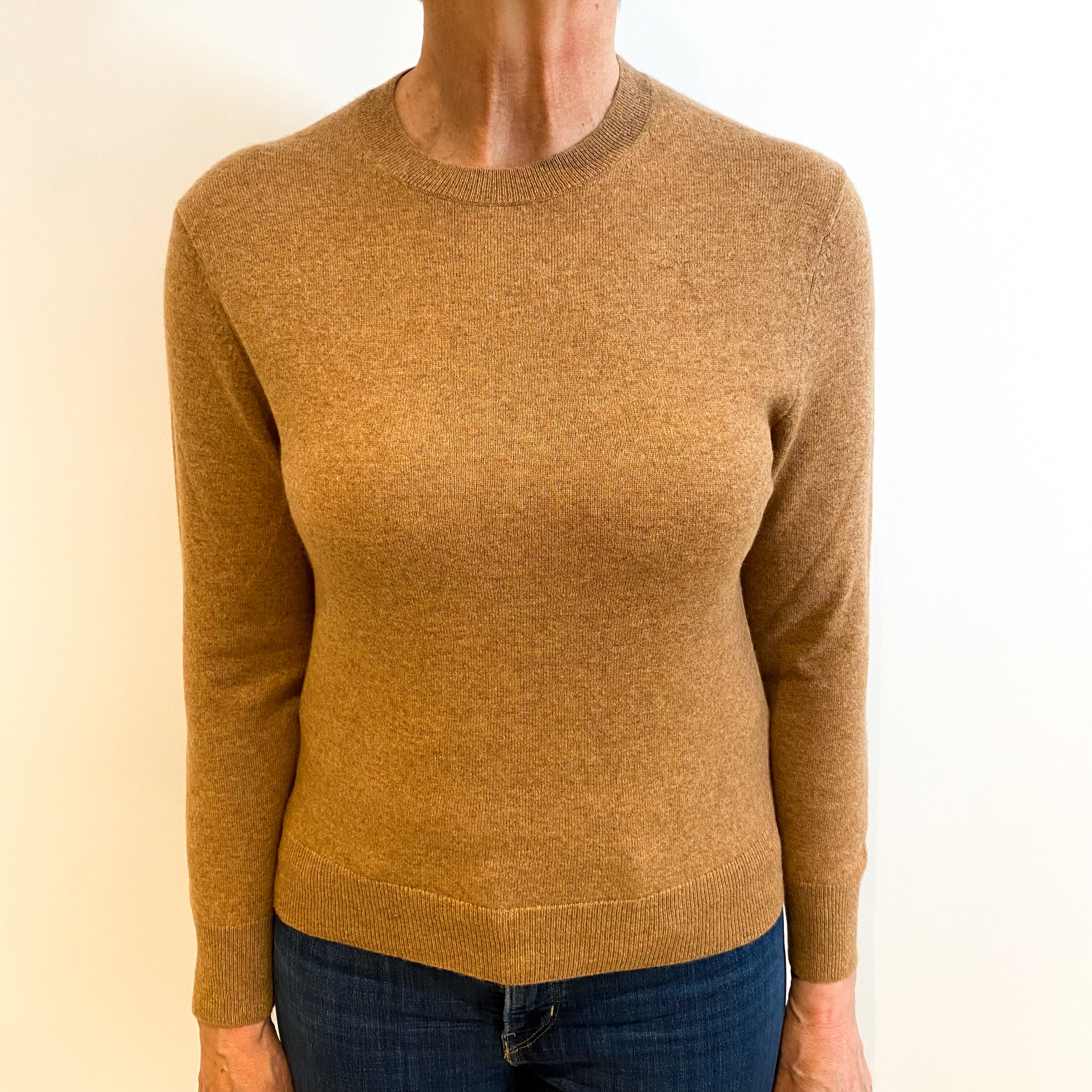 Butterscotch Brown Cashmere Crew Neck Jumper Medium