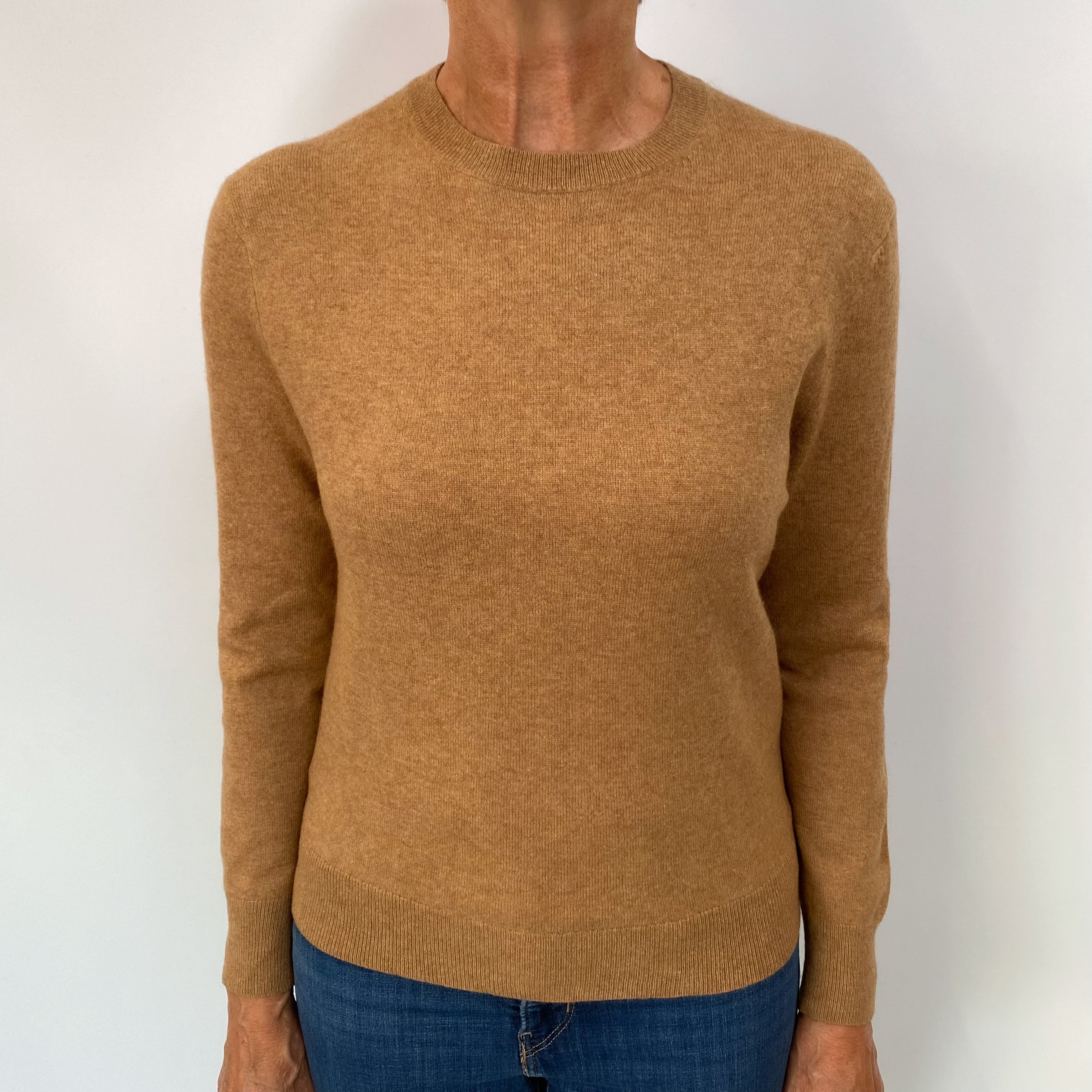 Biscuit Brown Cashmere Crew Neck Jumper Medium