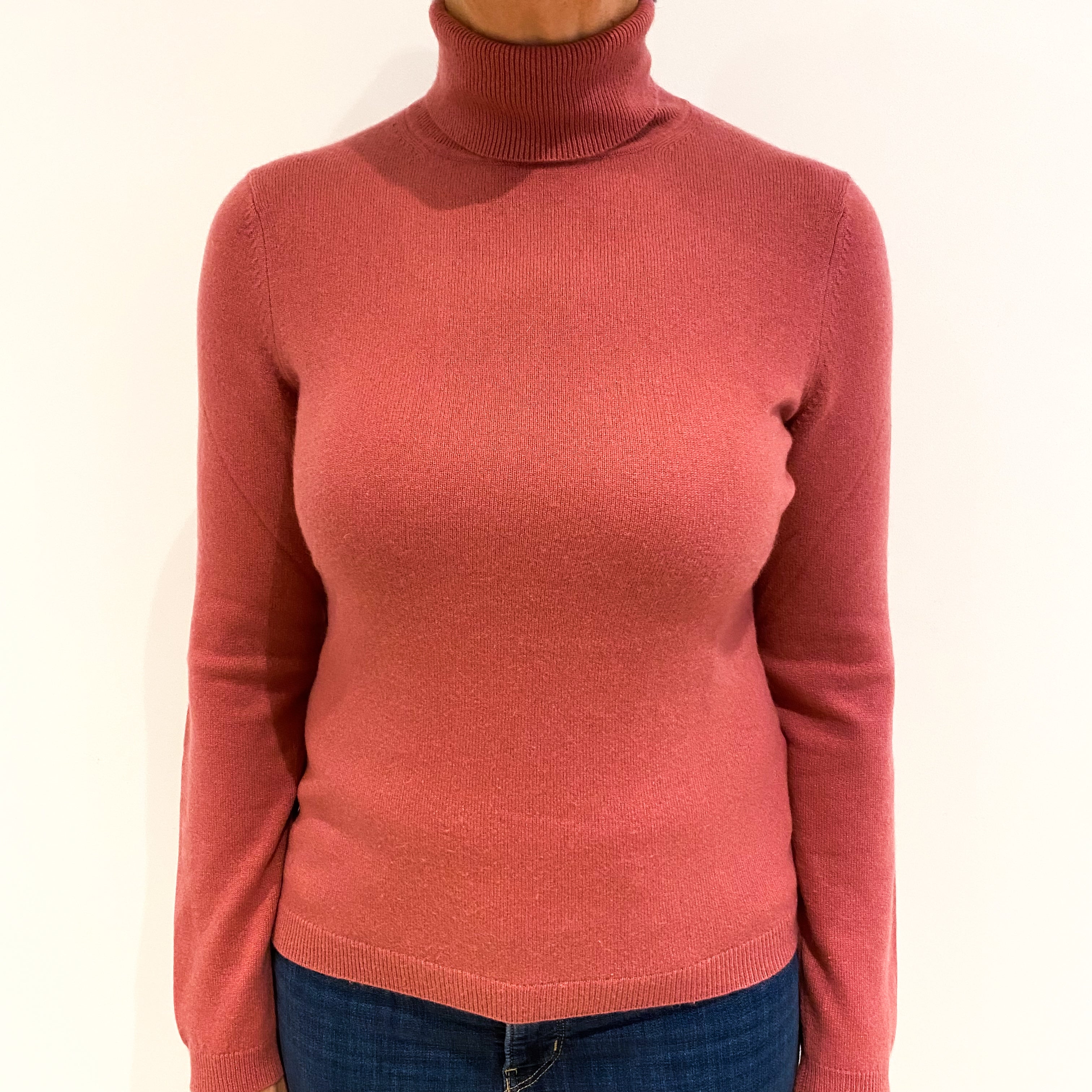 Eric Bompard Crushed Strawberry Pink Cashmere Polo Neck Jumper Medium