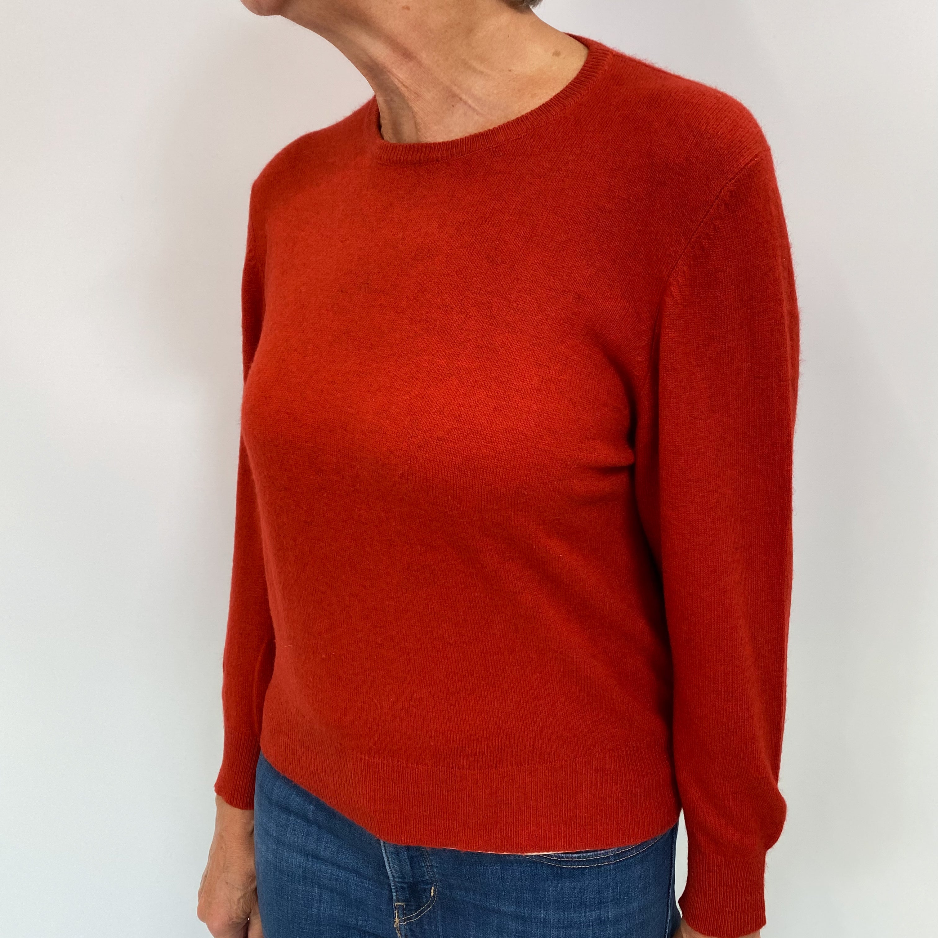 Paprika Orange Cashmere Crew Neck Jumper Medium