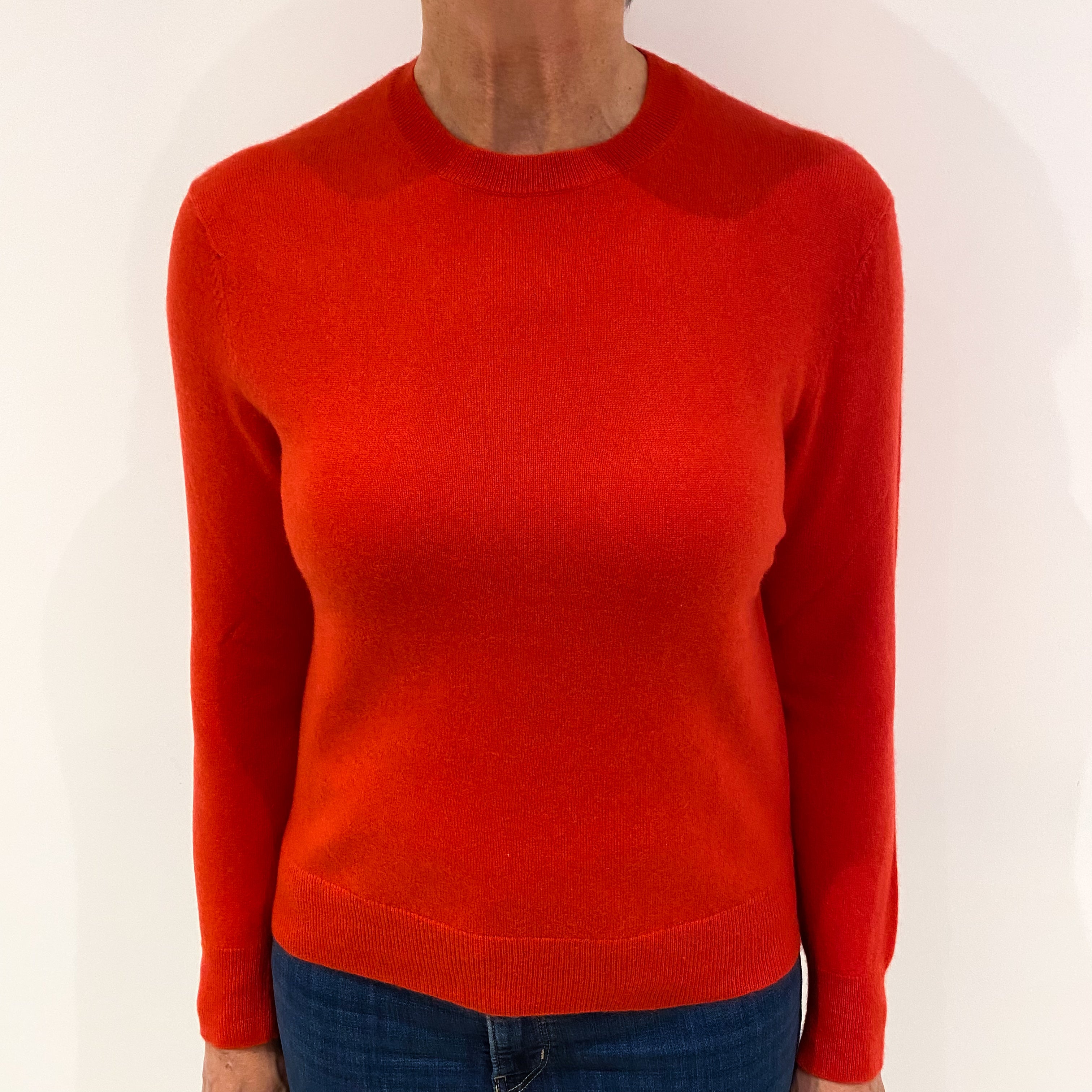 Vermillion Red Cashmere Crew Neck Jumper Medium