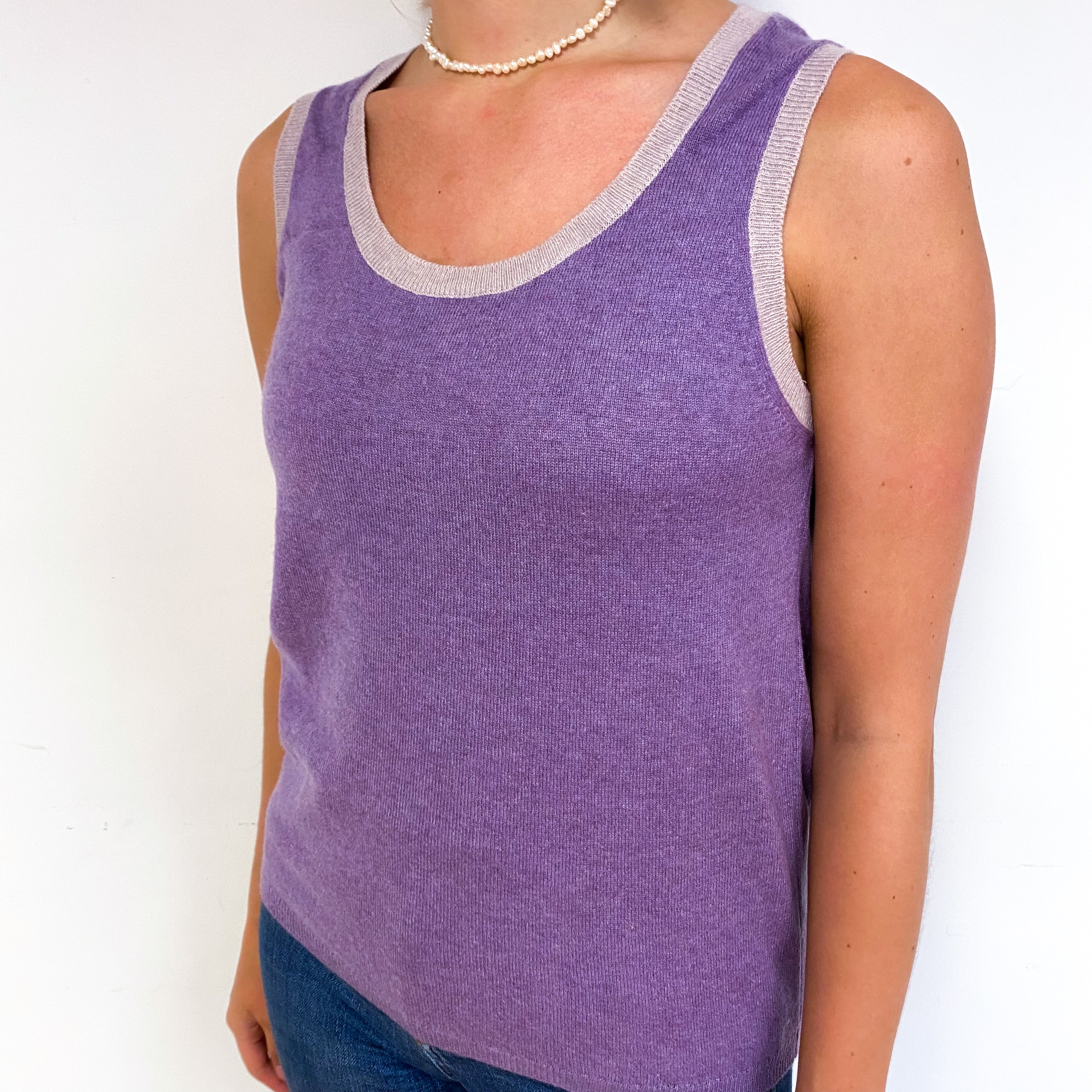 Wisteria Purple Cashmere Scoop Neck Tank Top Small