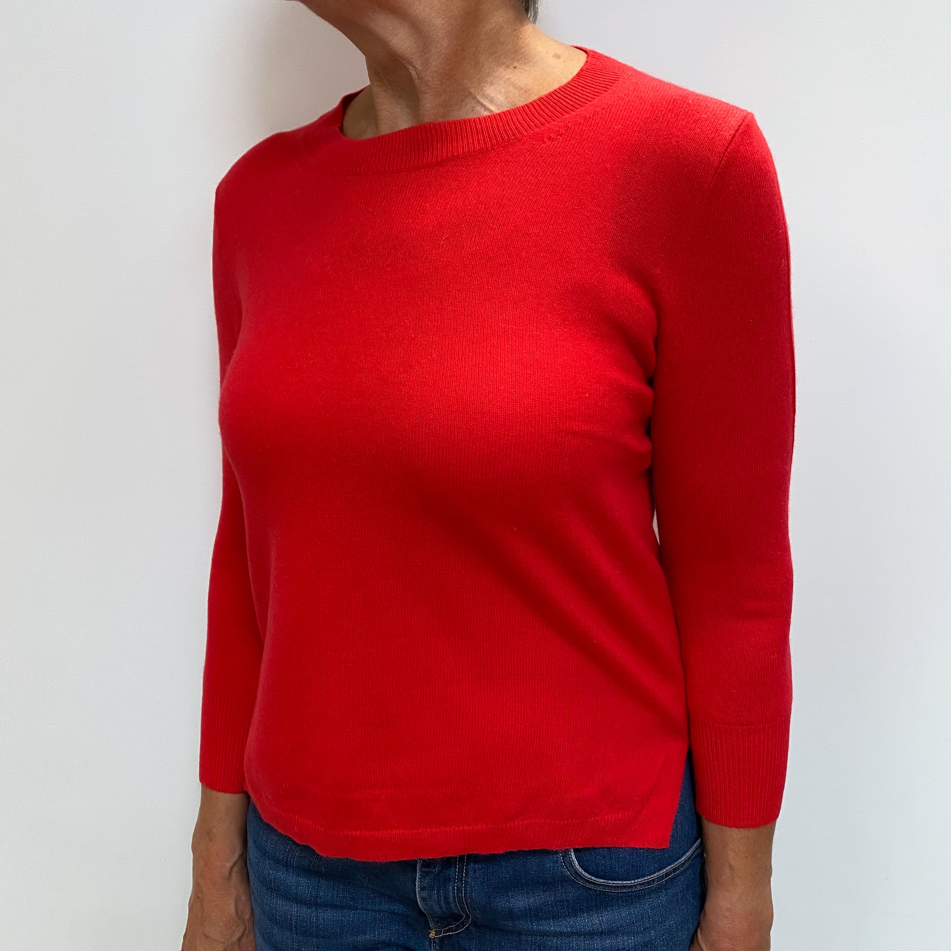 Watermelon Red Cashmere Crew Neck Jumper Medium