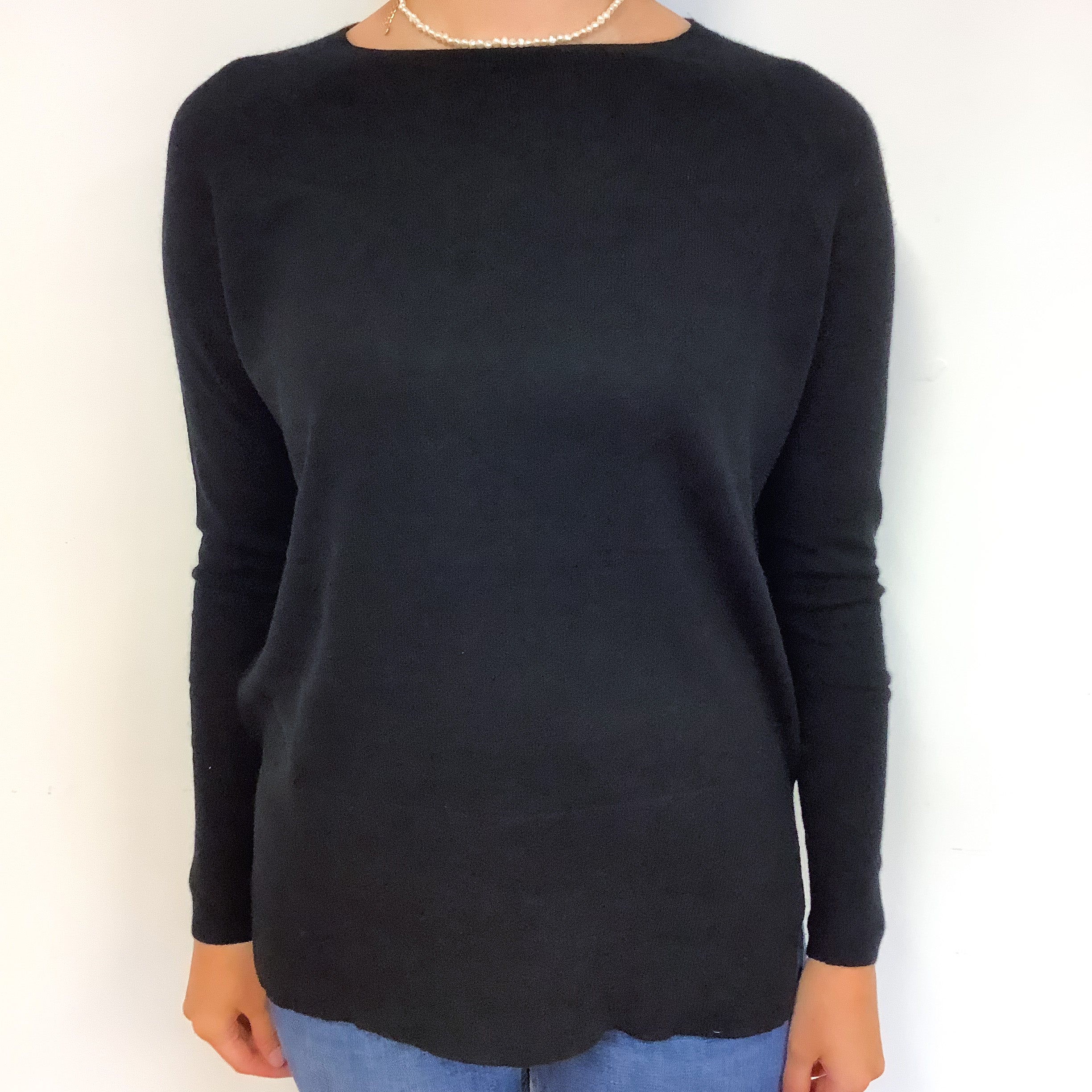 Vince Black Slouchy Cashmere Crew Neck Jumper Small