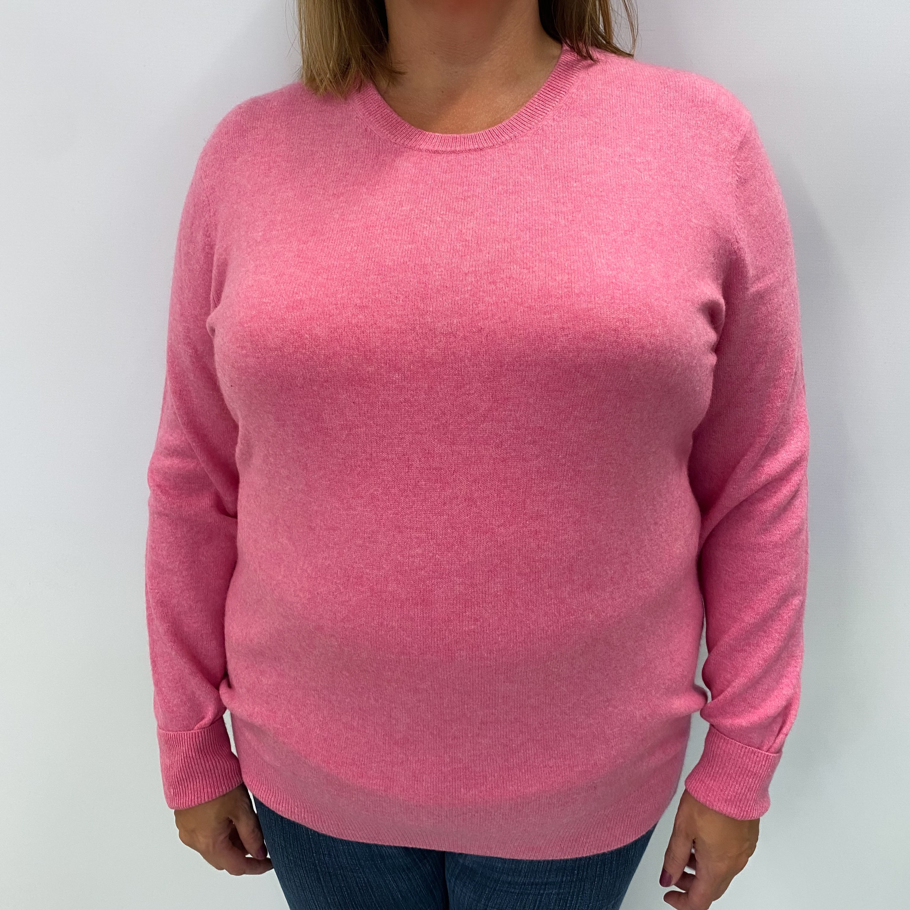 Bubblegum Pink Cashmere Crew Neck Jumper Extra Large