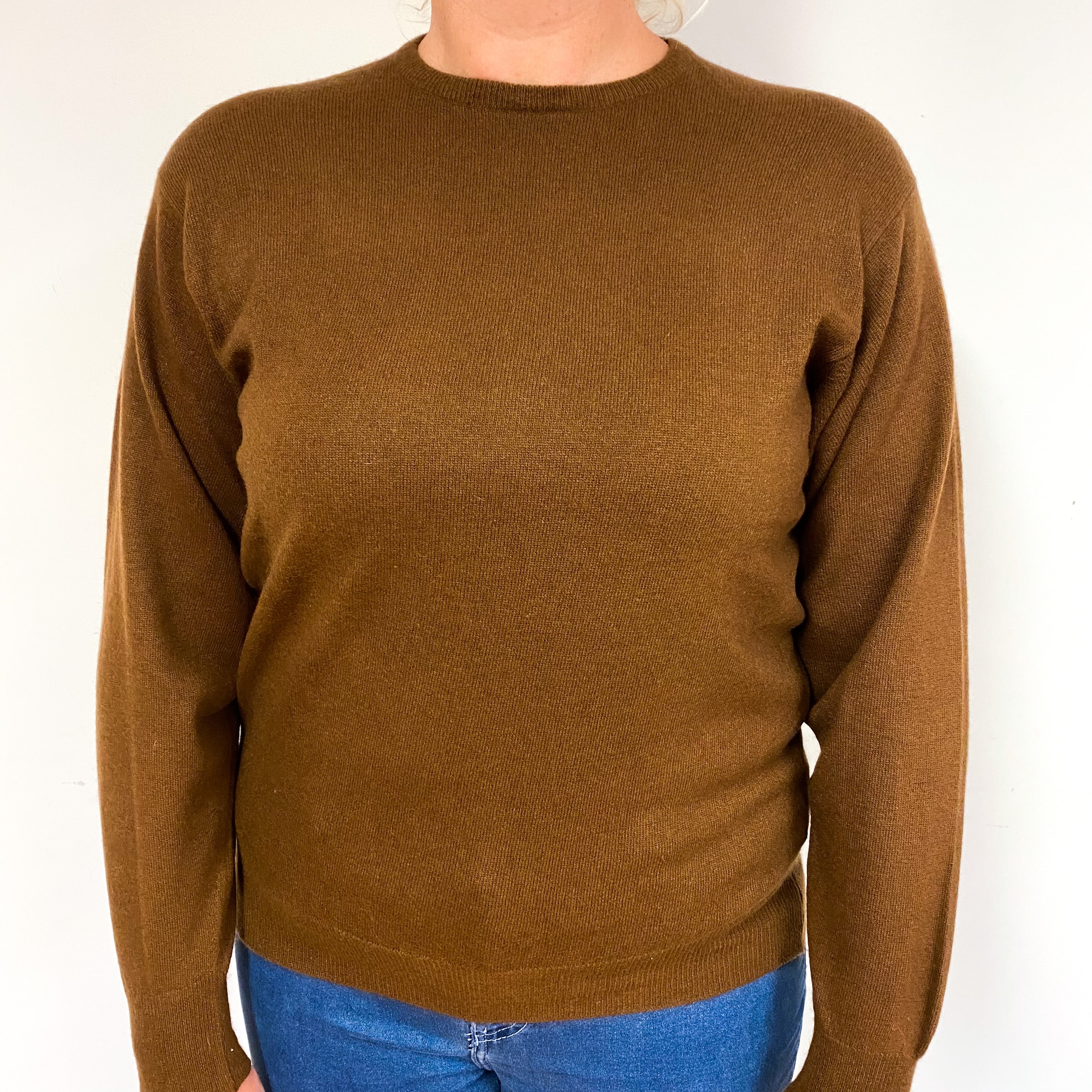 Scottish Cinnamon Brown Cashmere Crew Neck Jumper Large