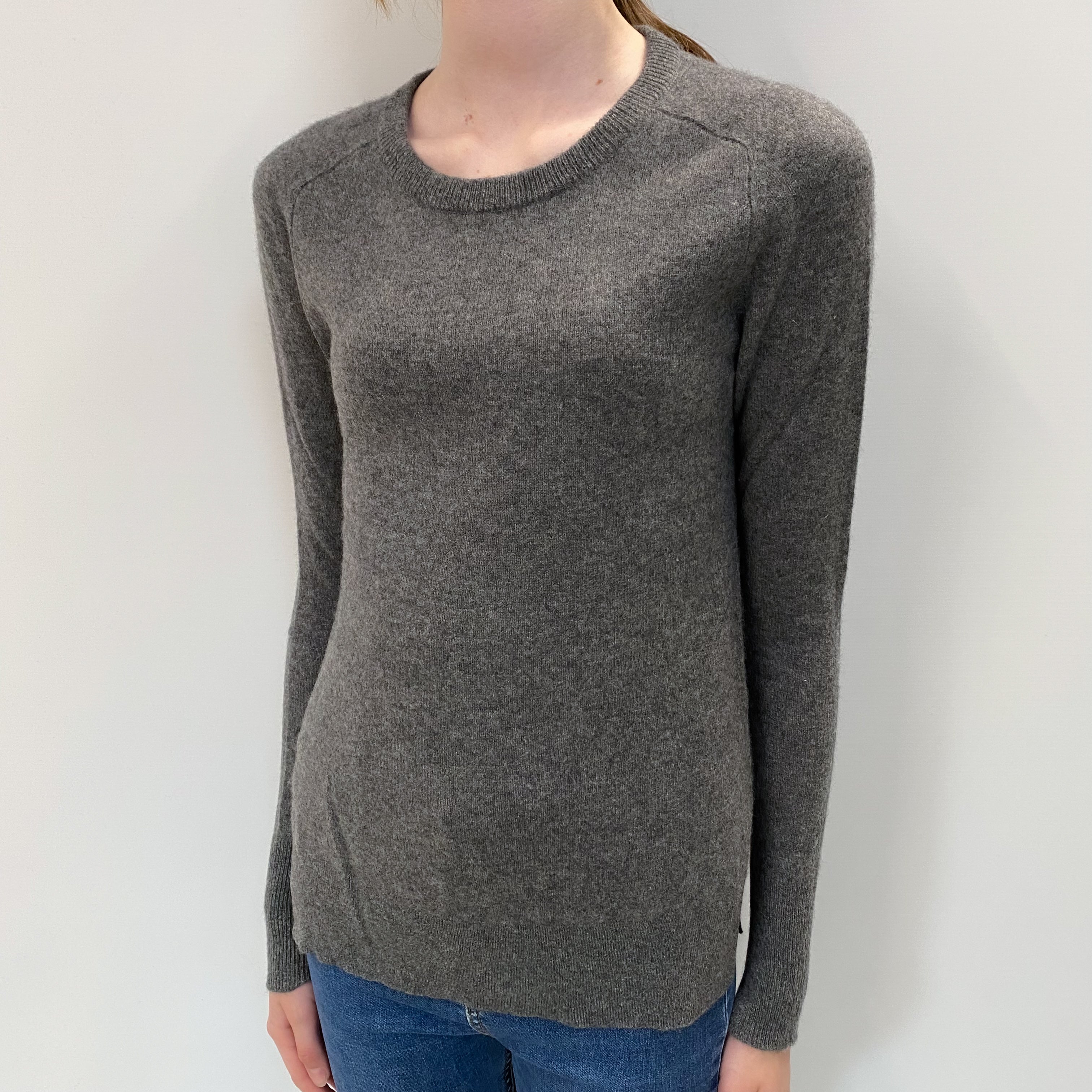 Slate Grey Cashmere Crew Neck Jumper Extra Small