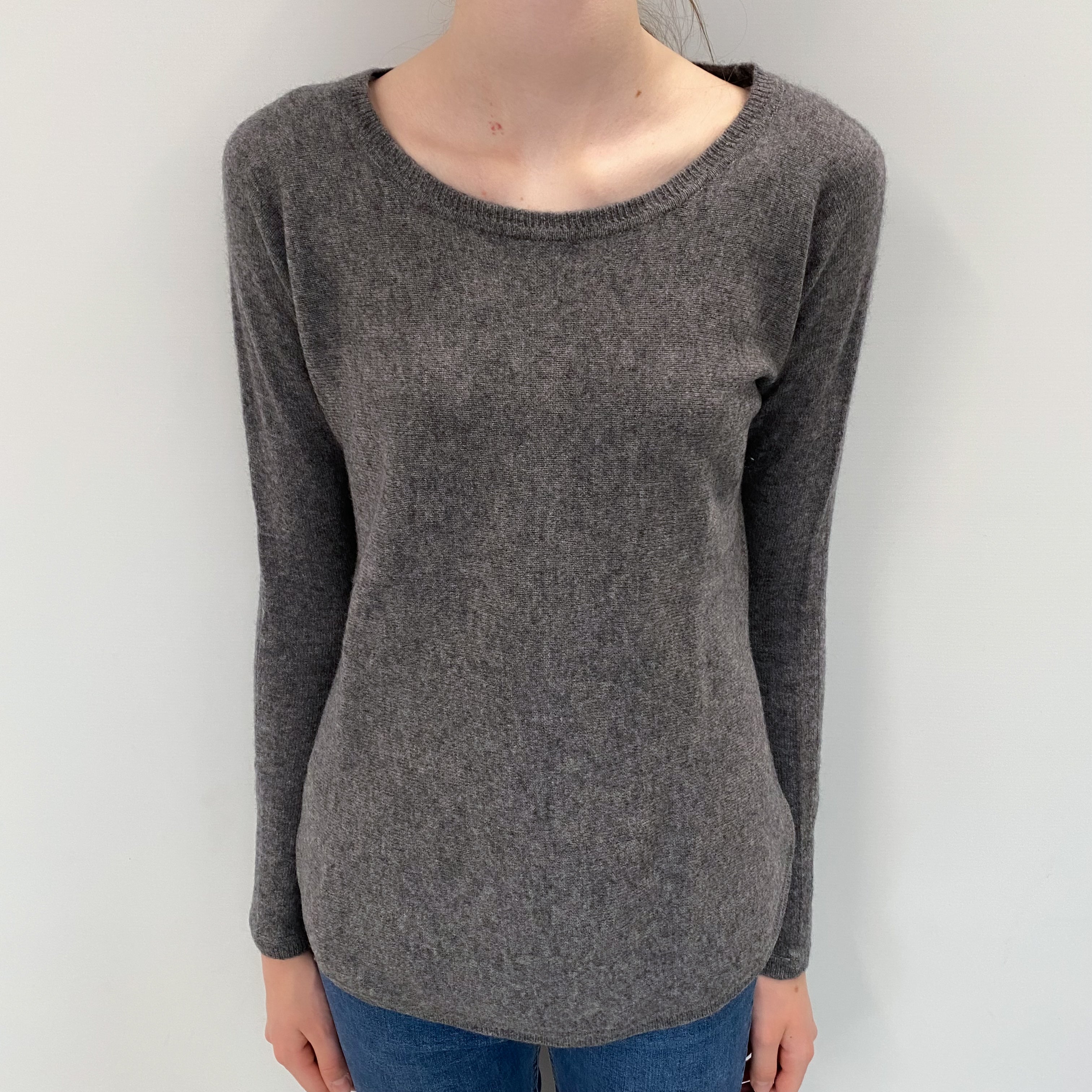 Slate Grey Cashmere Crew Neck Jumper Extra Small