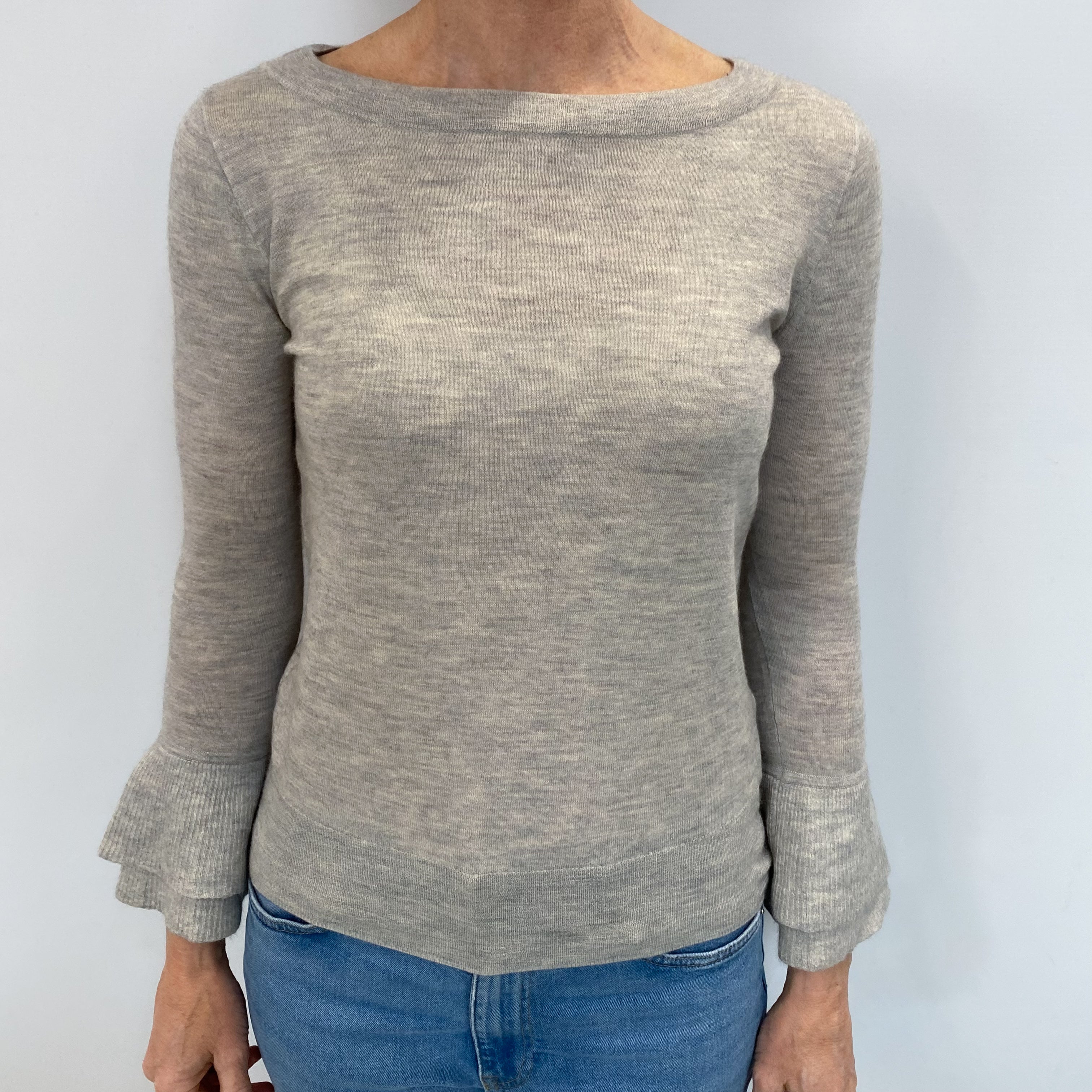 Smoke Grey Cashmere Wide Crew Neck Jumper Small