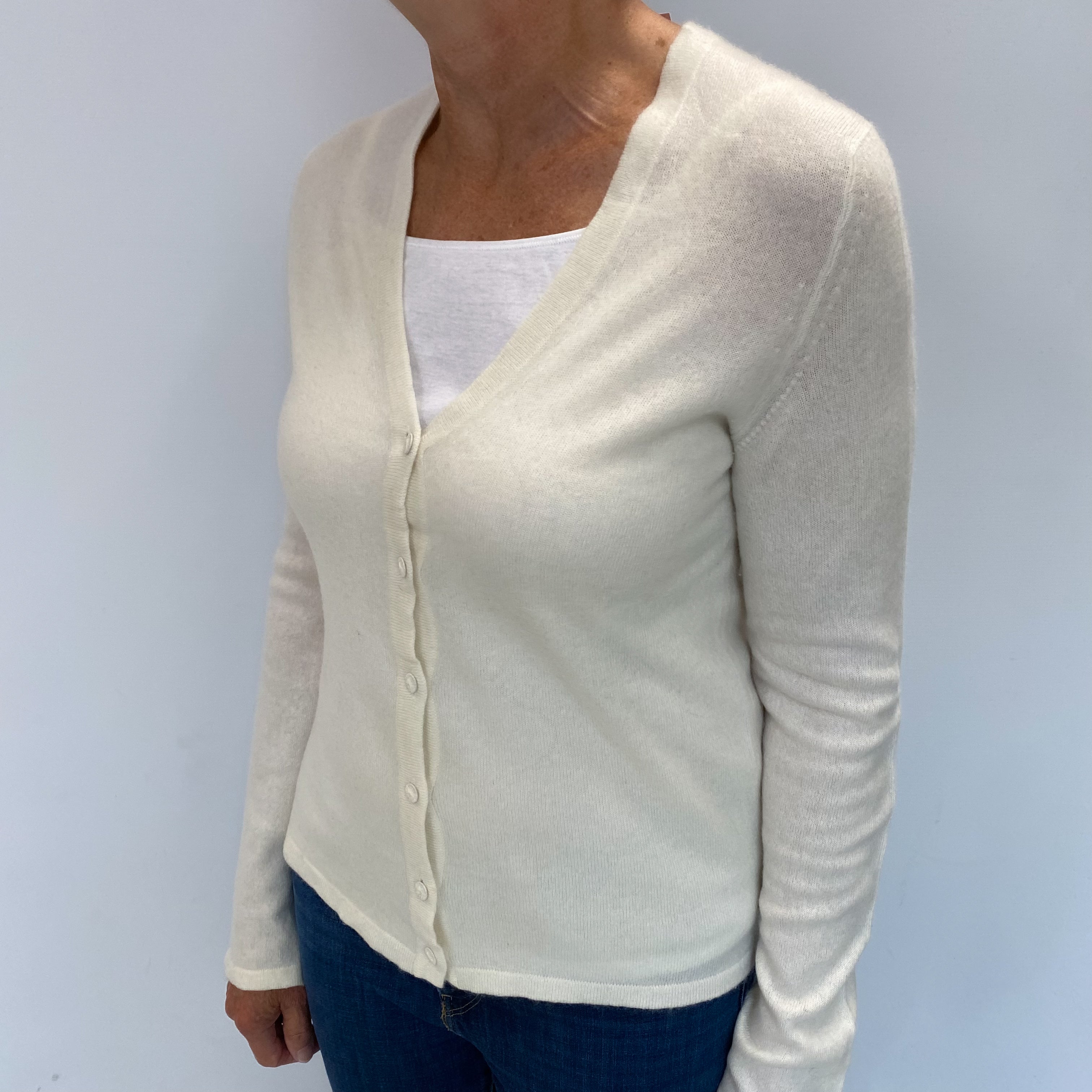 Pringle Vanilla Cream Cashmere V Neck Cardigan Medium