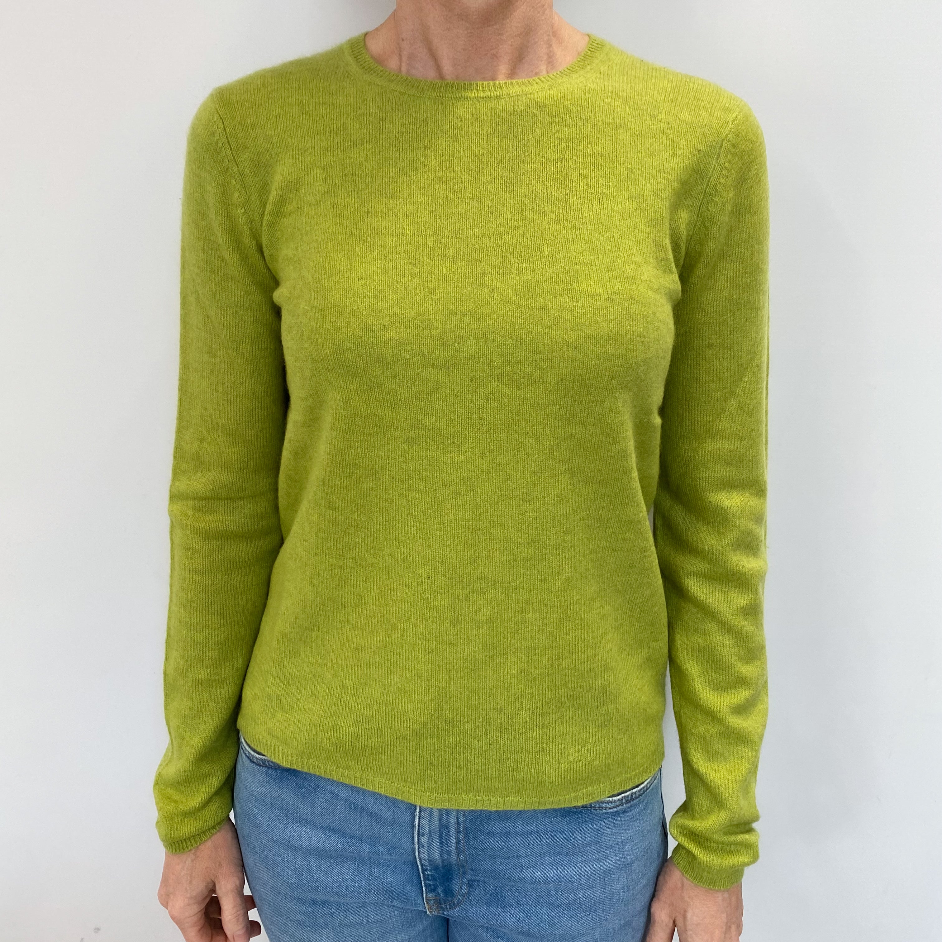 Pear Green Cashmere Crew Neck Jumper Small