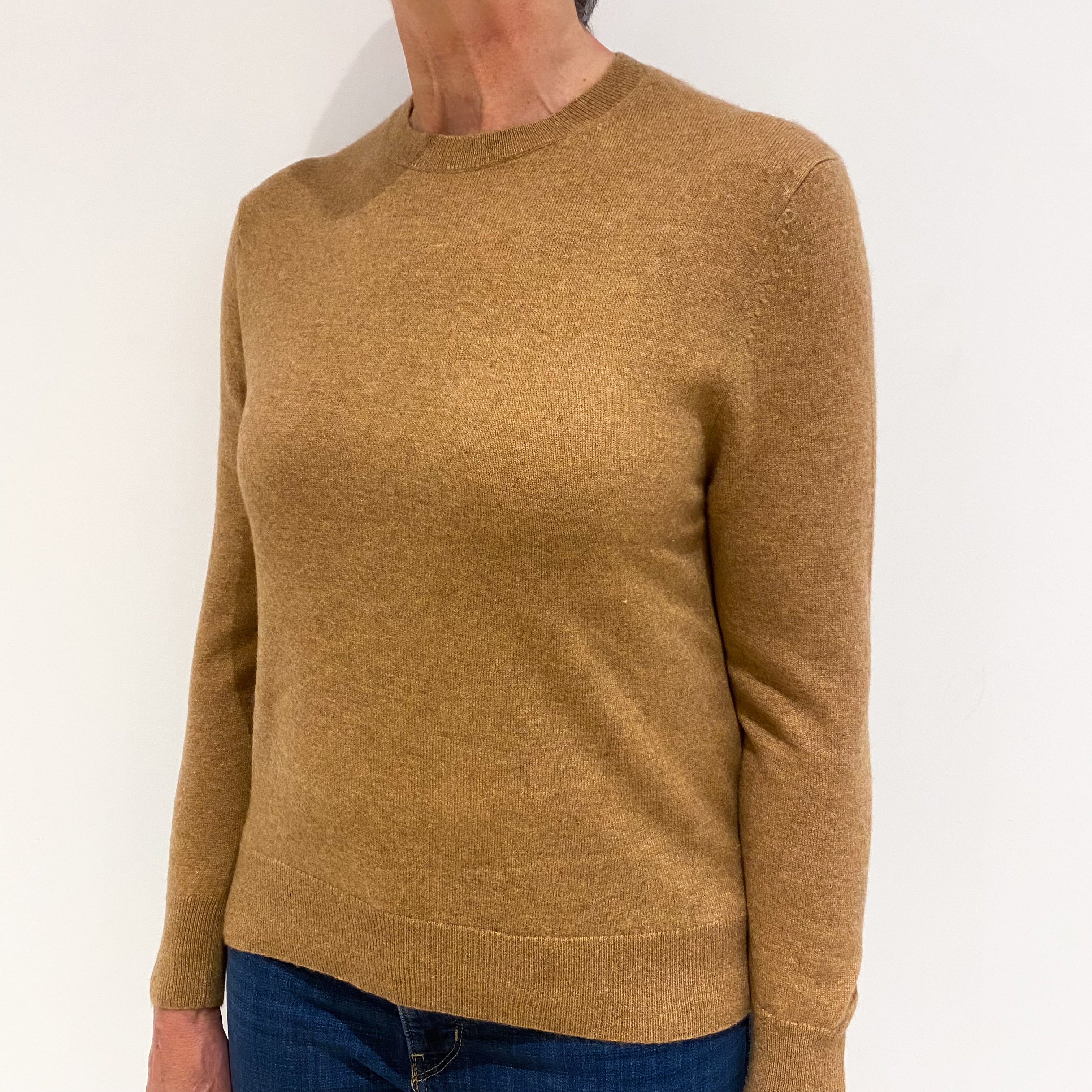 Cinnamon Brown Cashmere Crew Neck Jumper Medium