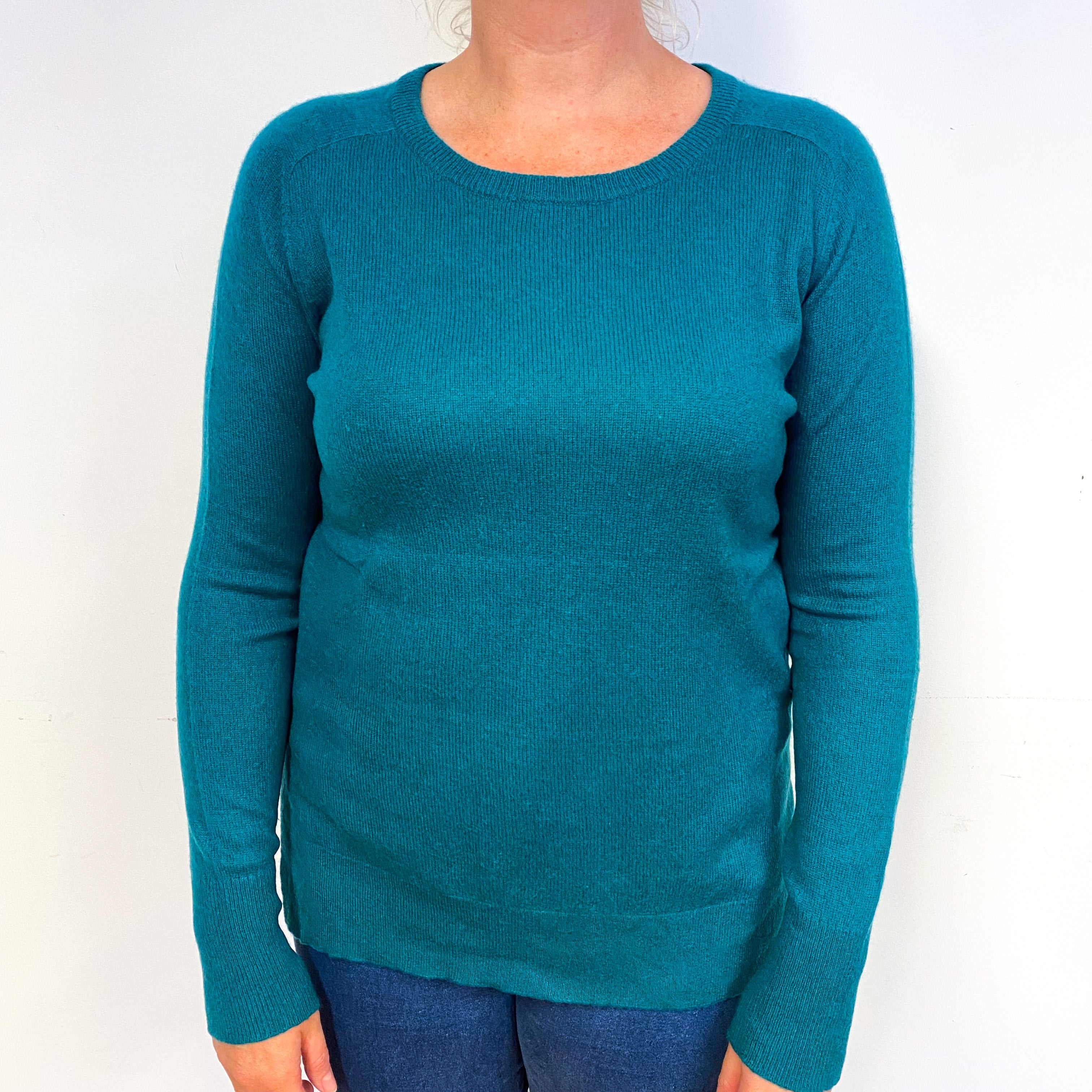 Deep Emerald Green Cashmere Crew Neck Jumper Large