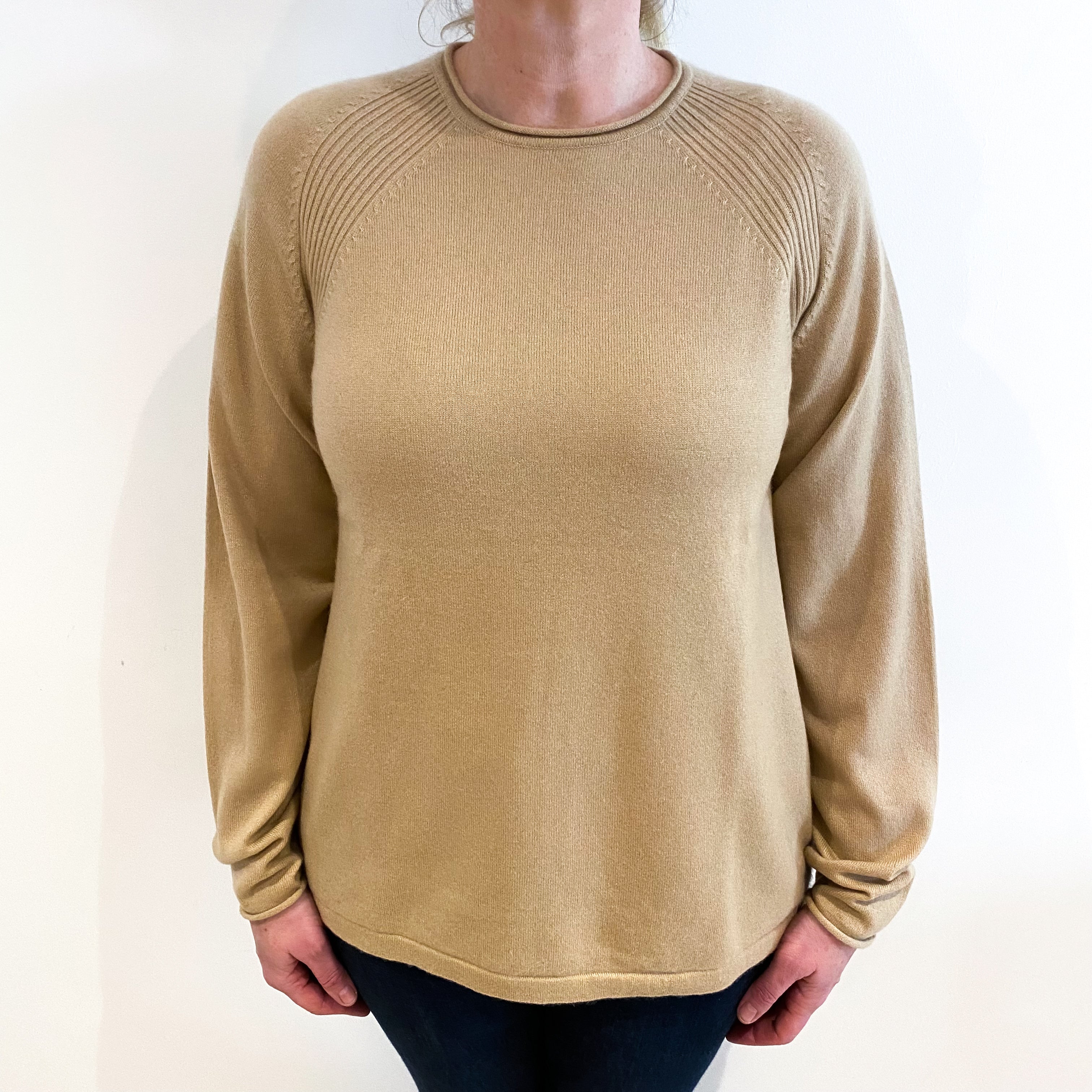 Pale Caramel Cashmere Crew Neck Jumper Large