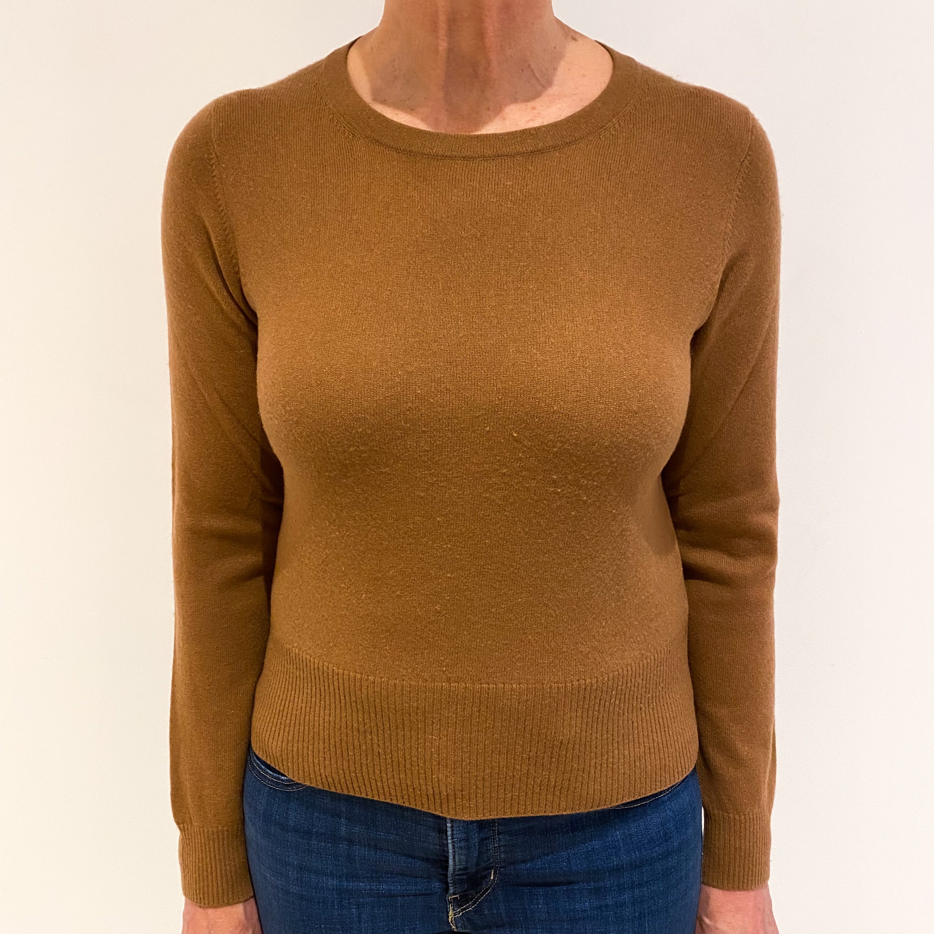 Cinnamon Brown Cashmere Crew Neck Jumper Medium