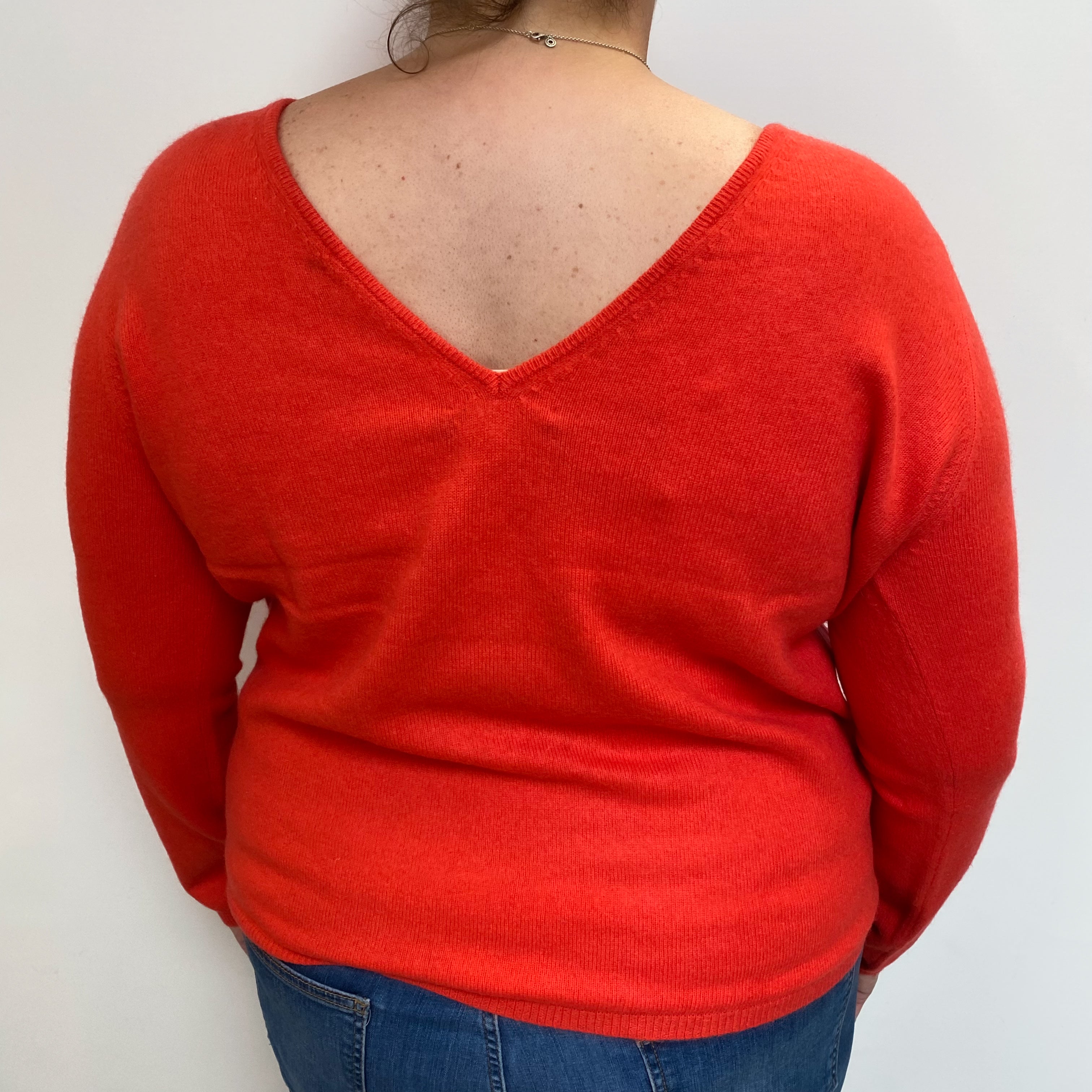 Vermilion Orange Cashmere Crew Neck Jumper Extra Large